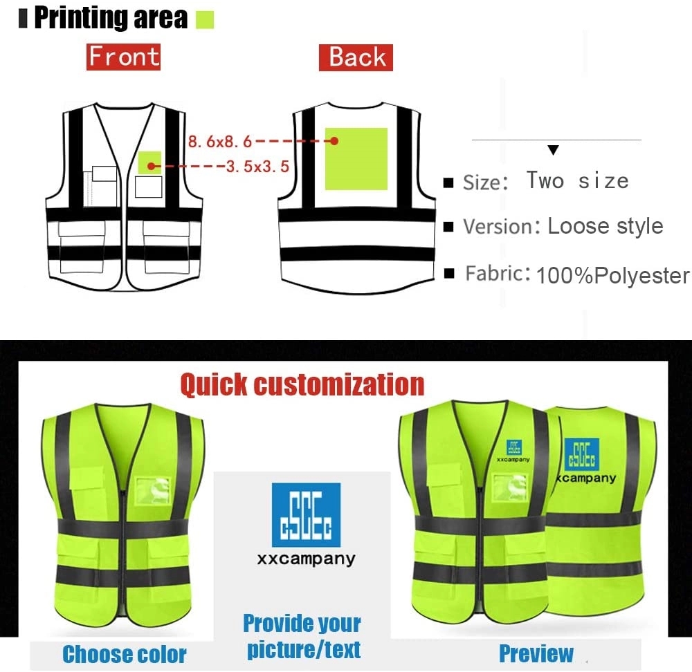 Reflective Vest Safety Workwear, custom uniform with logo imprint 3