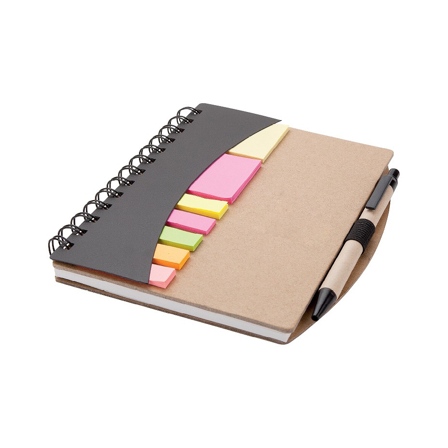 Moq100 Spiral Kraft Cover Notebook With Pen/Sticky Note 6