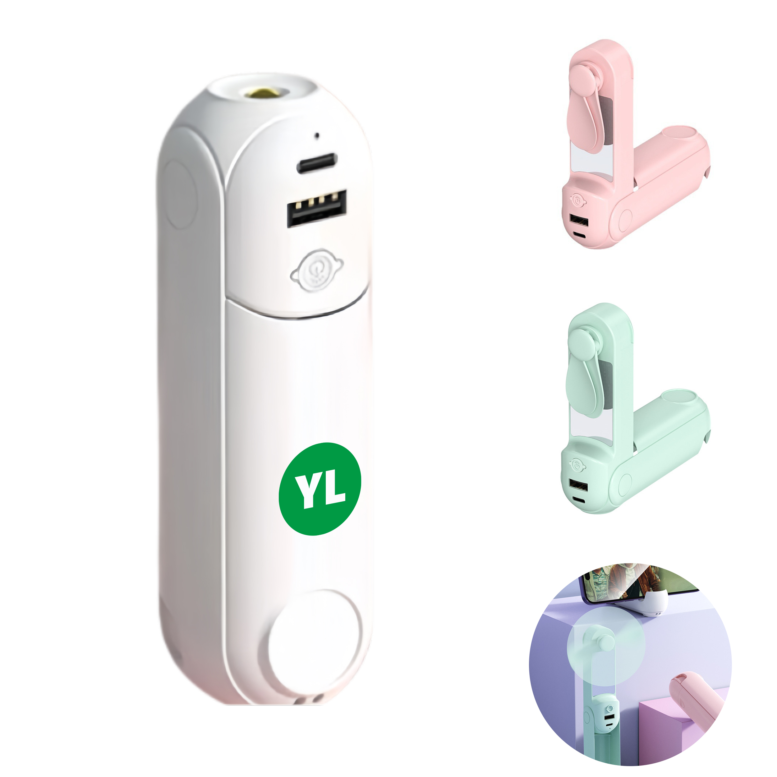 Portable Mini Fan with Night Light & Charger 3