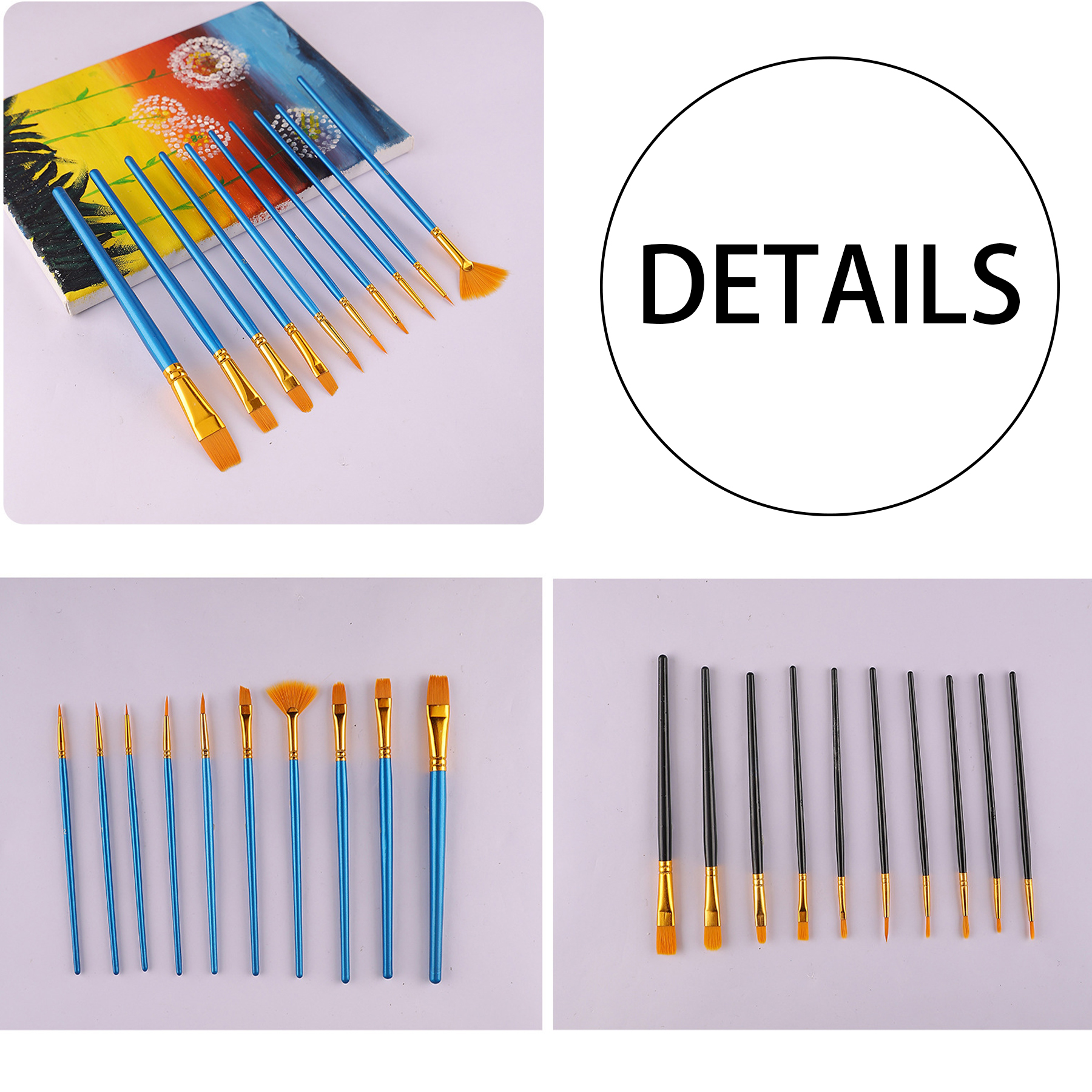 Plastic Set of 10 plastic pole oil brushes 4