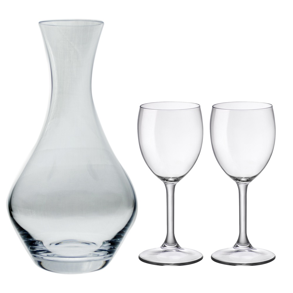 Vino Grande Carafe (40 oz.) with Set of Two (8.5 oz) Park Avenue Wine Glasses (3 Piece Set) 3