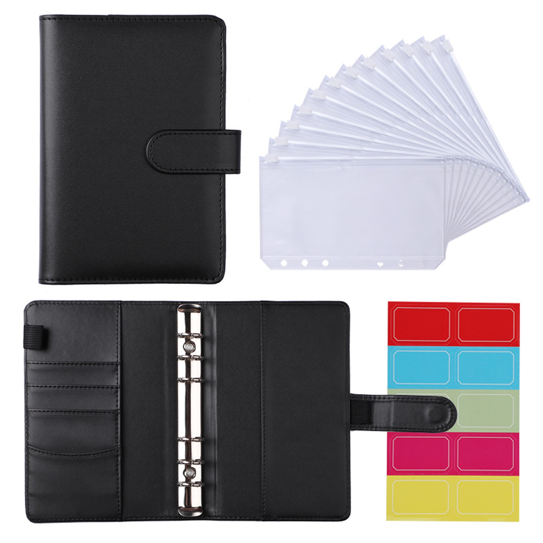 A6 PU Leather Binder Cover w/12 Piece A6 Binder Pockets 9