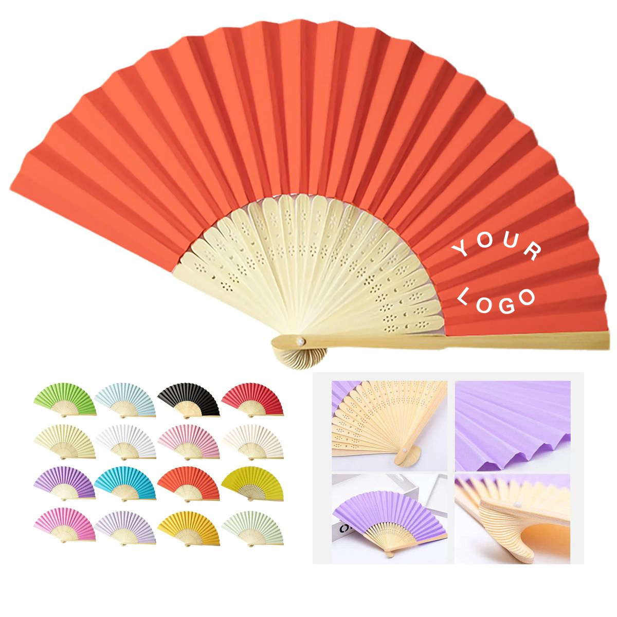 Decorative Bamboo Paper Fan with Silkscreen Printing 5