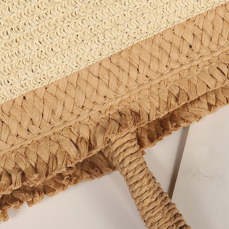 Zipper Top Large Capacity Straw Beach Bag 3