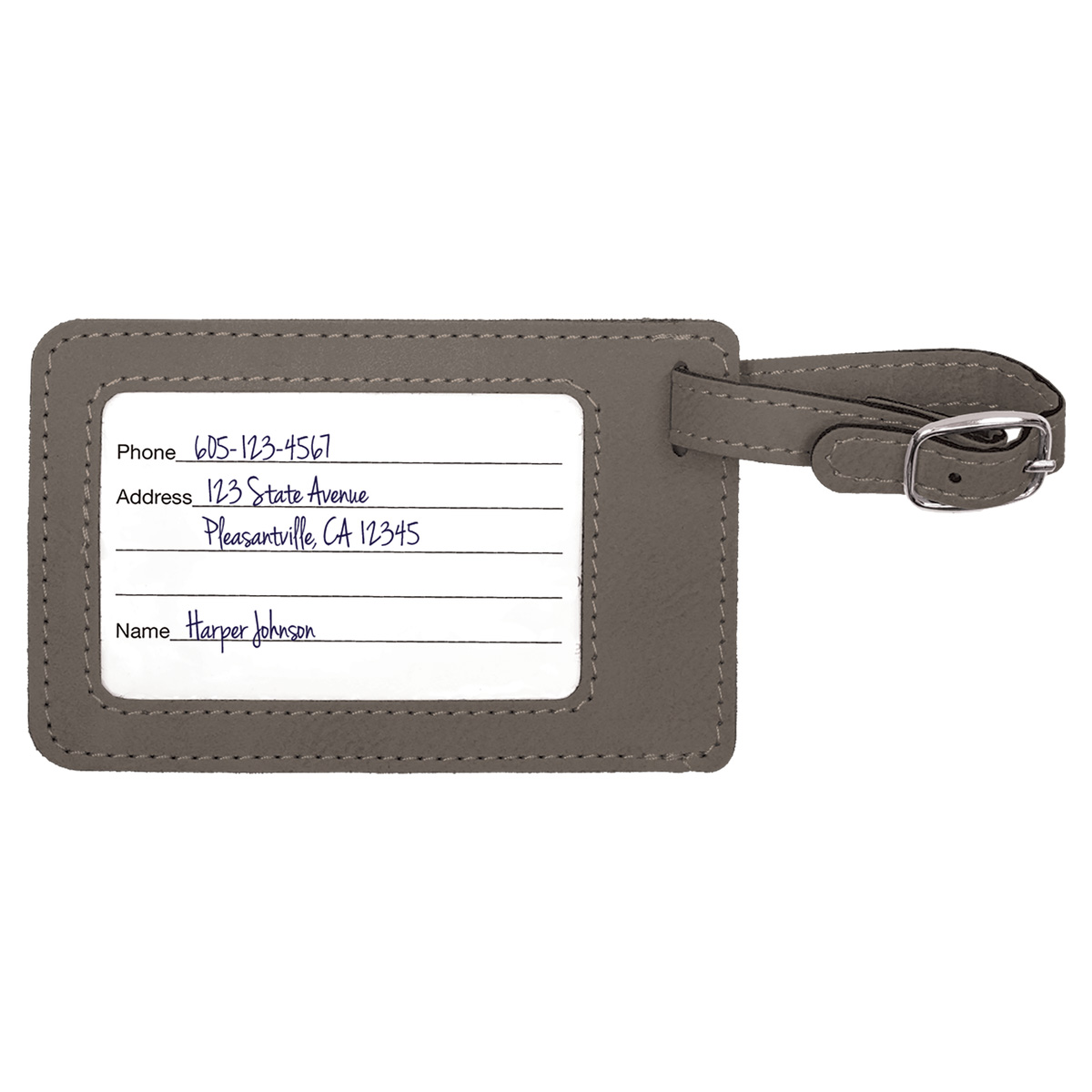 Gray Leatherette Luggage Tag 4