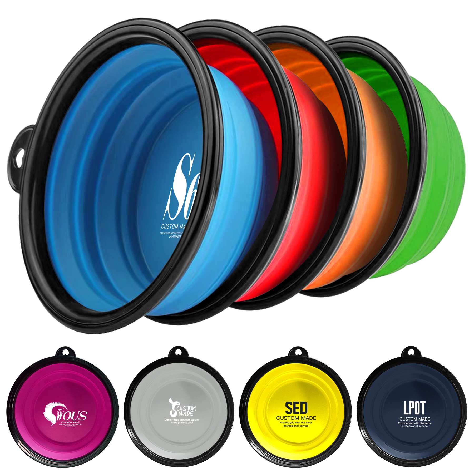 12OZ Collapsible Silicone Pet Bowl With Carabiners 2