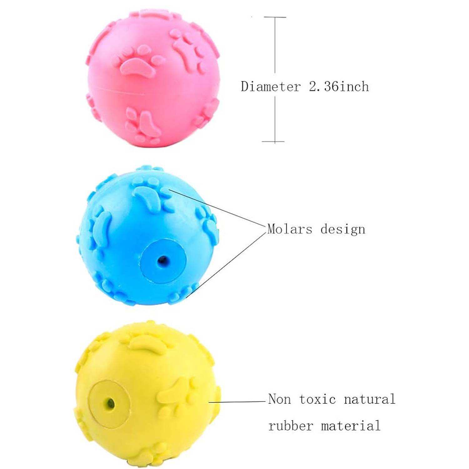 Interactive Dog Chew Ball—Rubber Toy with Footprints Design 7