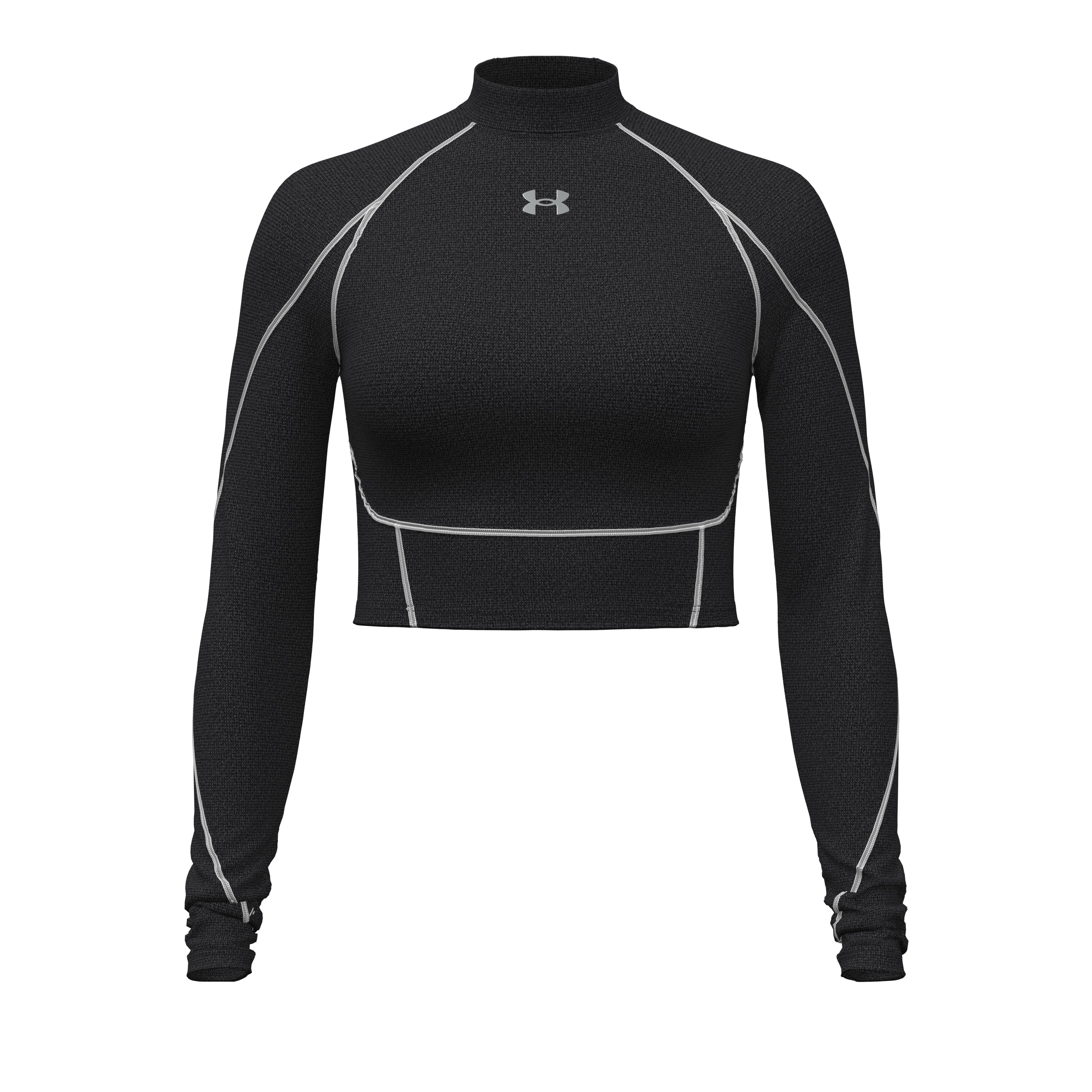 HeatGear Elite Women's Crop Mock Long Sleeve, custom athletic wear with logo imprint 2