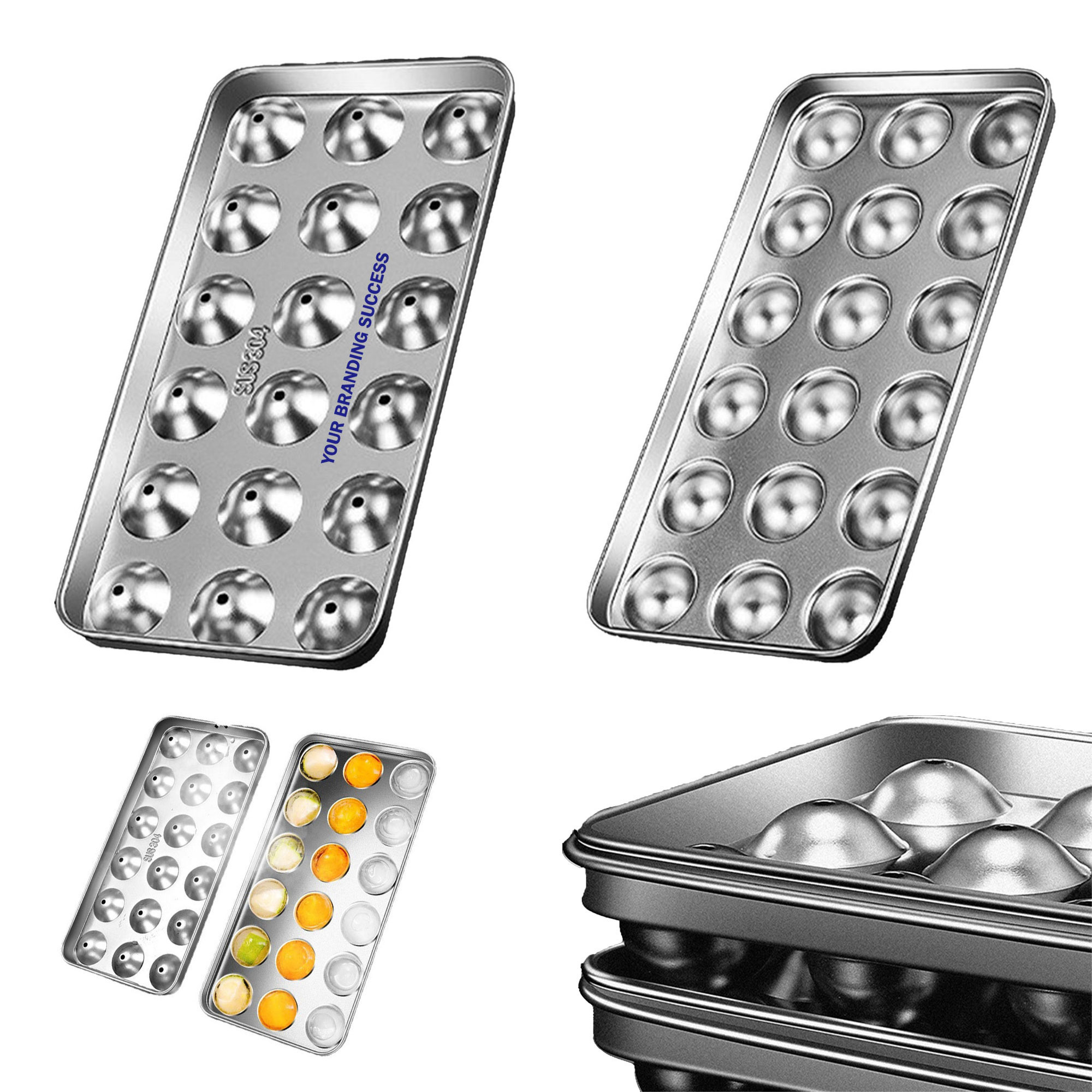 304 Stainless Steel Ice Cube Mold Sphere Ice Tray 2