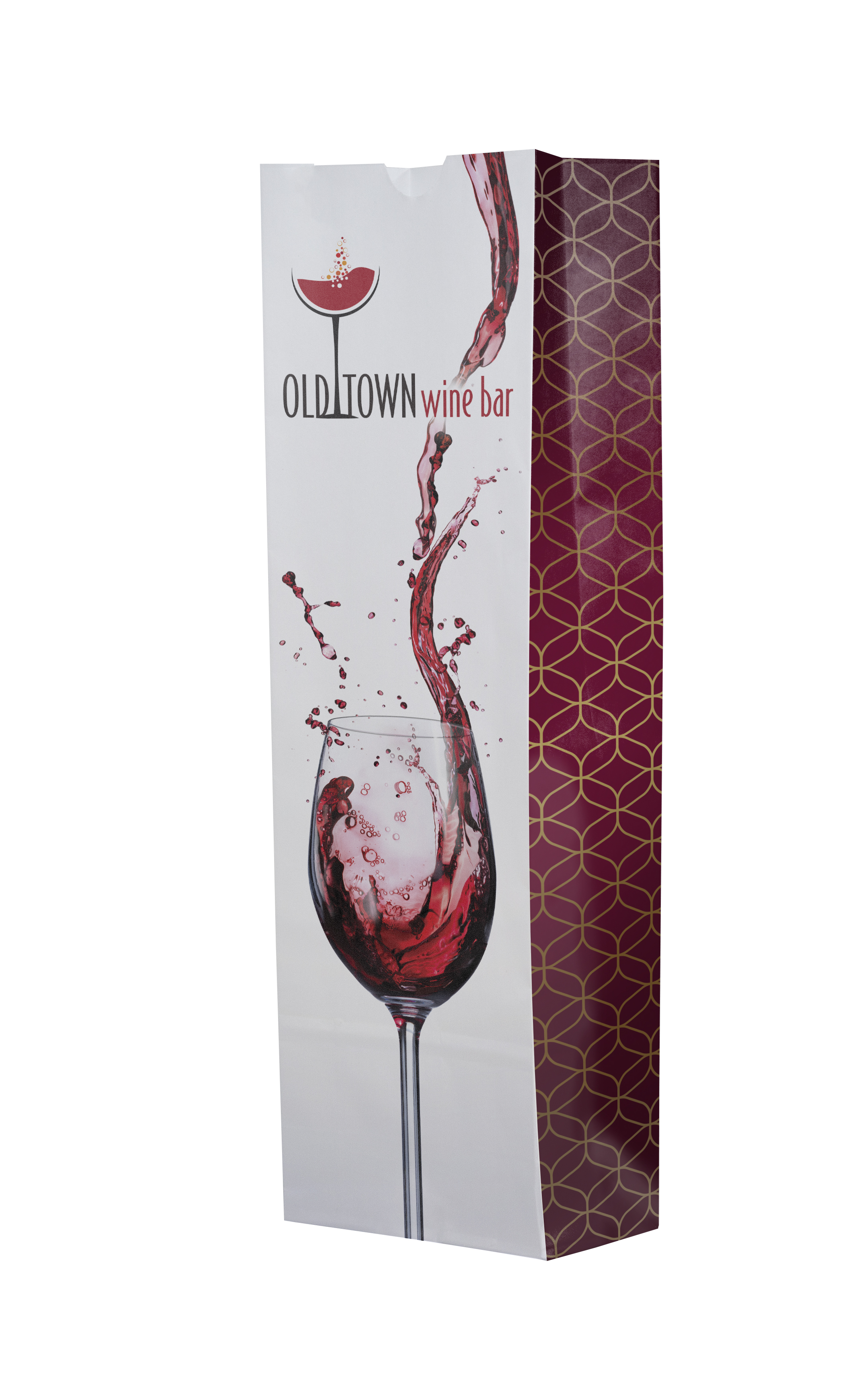Wine SOS 4# Full Color White Paper Bag (5" x 16" x 3.125")