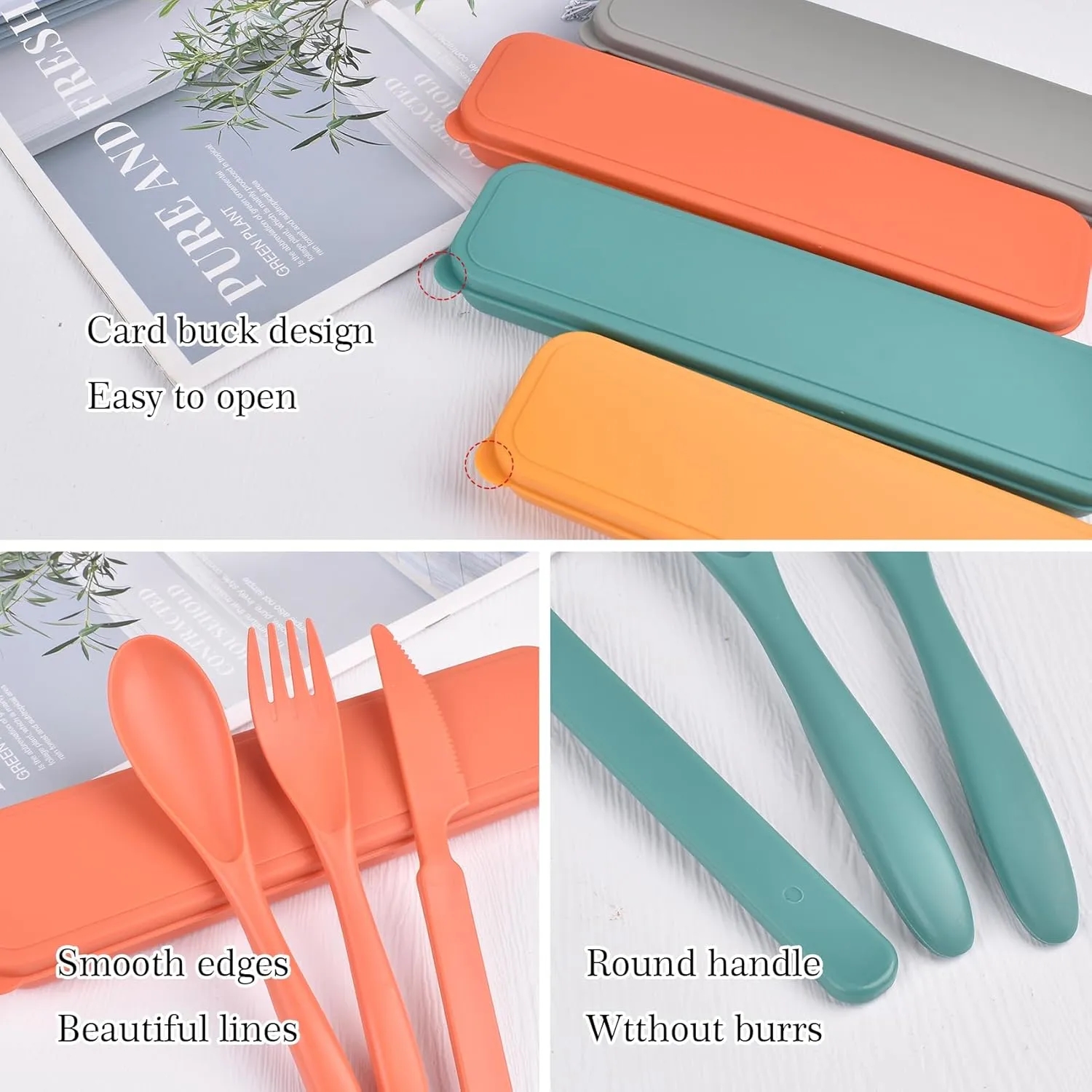 Travel Cutlery Set with Case,Plastic Forks Spoon Tableware. 3