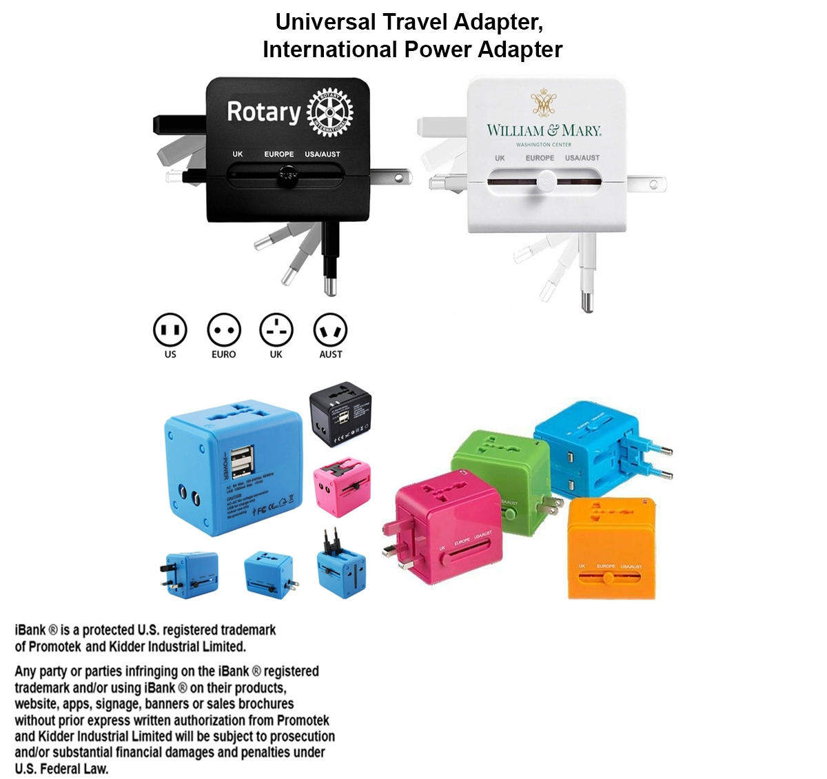 iBank ® Universal Travel Adapter, International Power Adapter 3