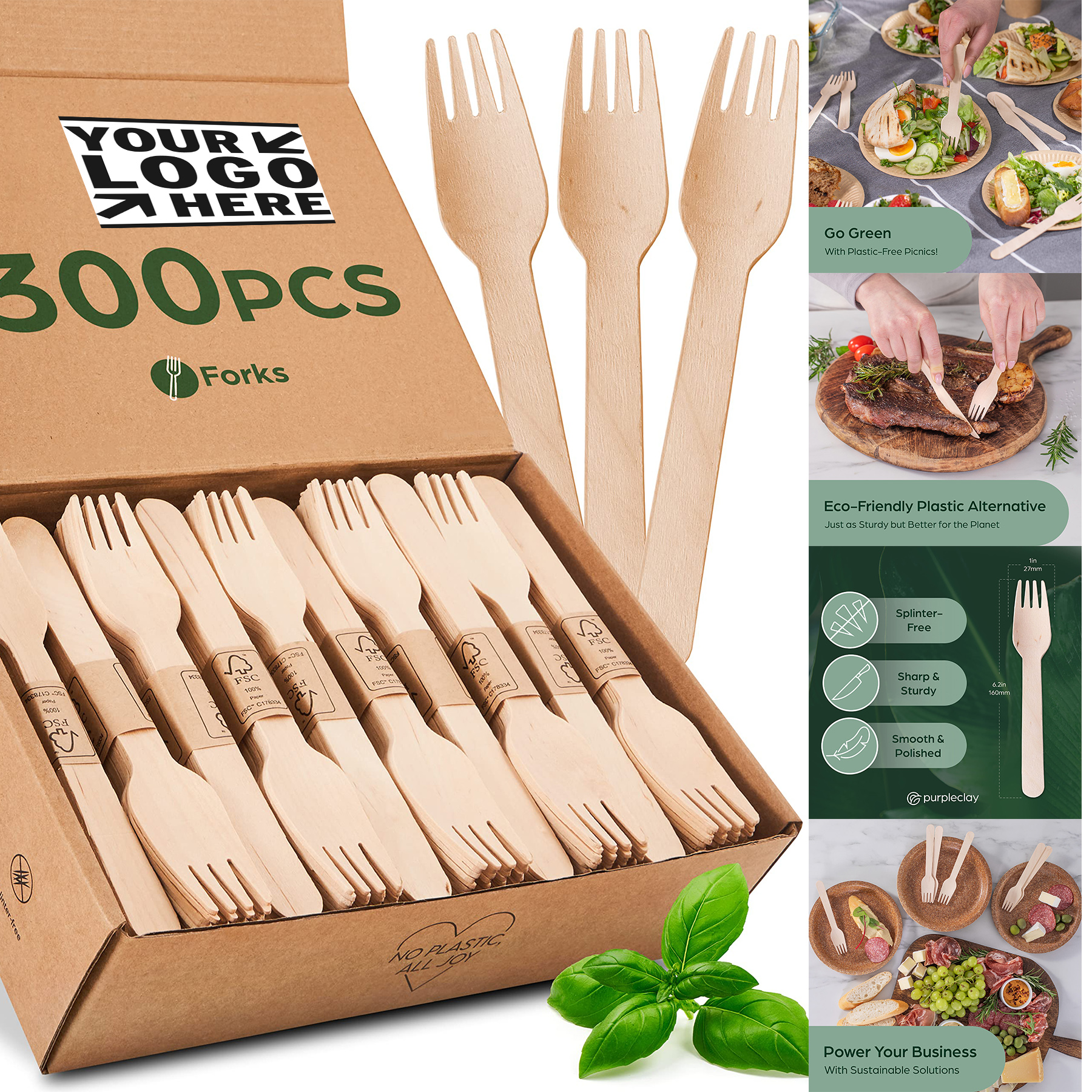 300 Piece Wooden Disposable Forks
