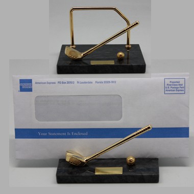 Golf letter holder with black marble base 1