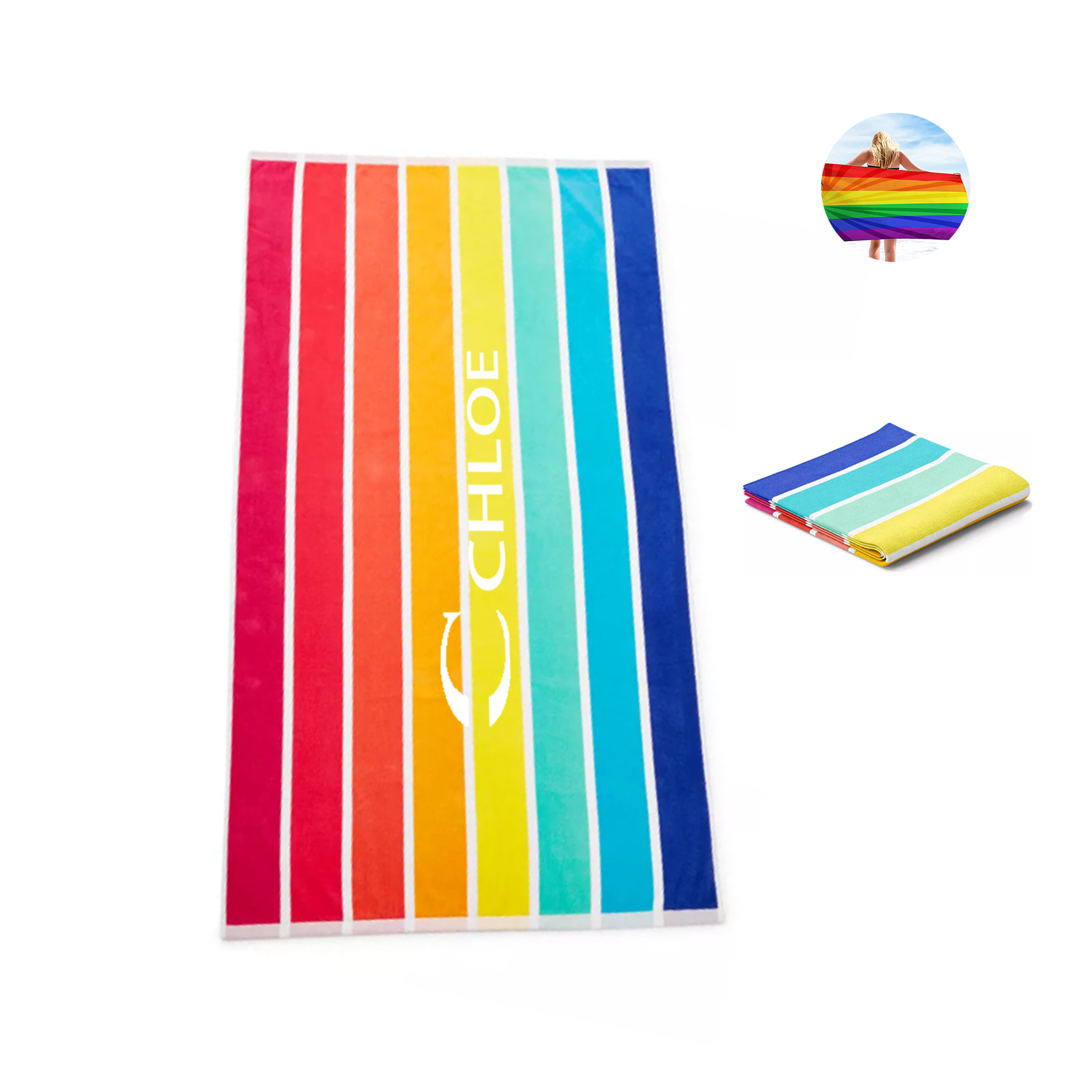 Vertical Rainbow Beach Towel 2