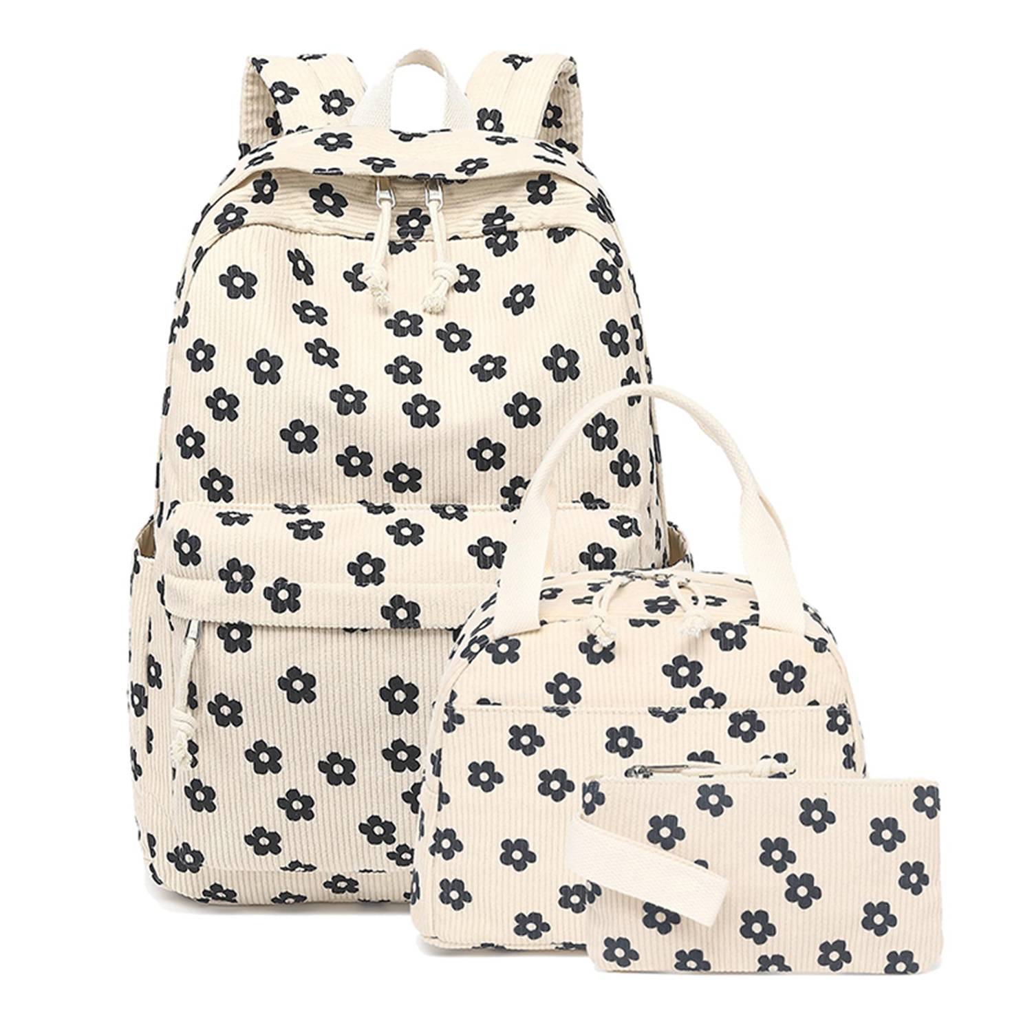 3 Piece Corduroy School Backpack Set 12