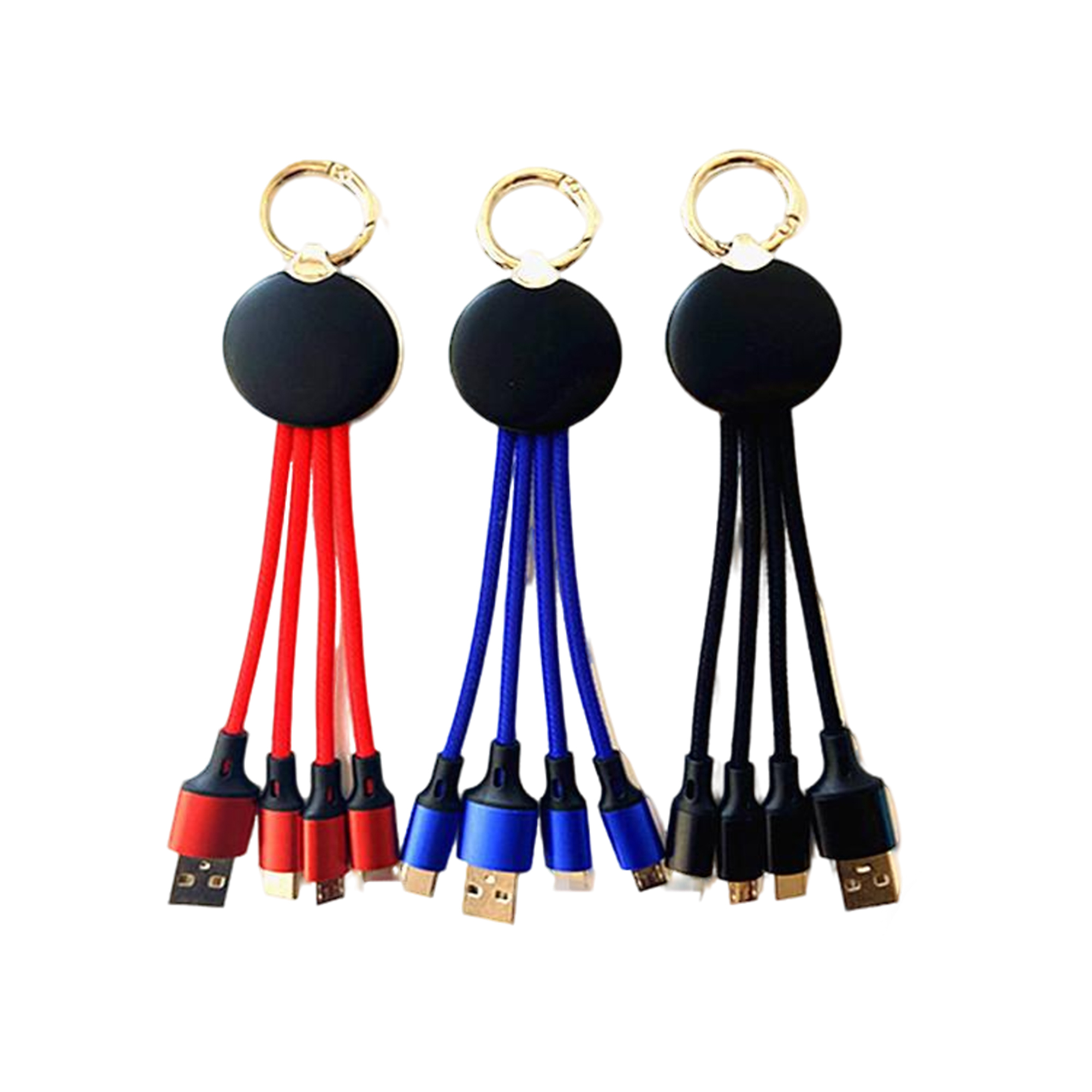 Three In One LED Charging Cable Braided Nylon 2