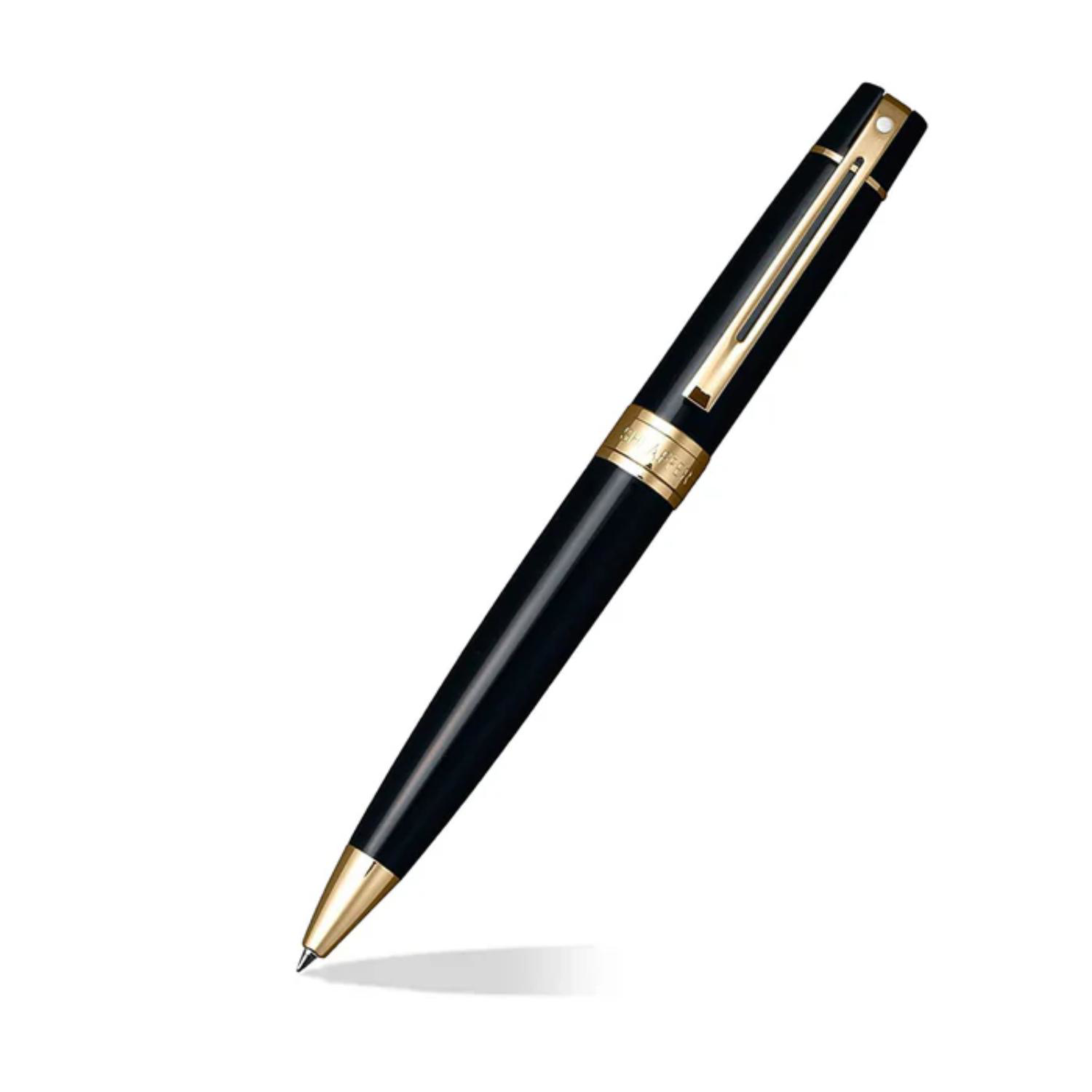 SHEAFFER® Executive Gift Set Glossy Black Gold Trim 300 Ballpoint Pen with Table Clock 3