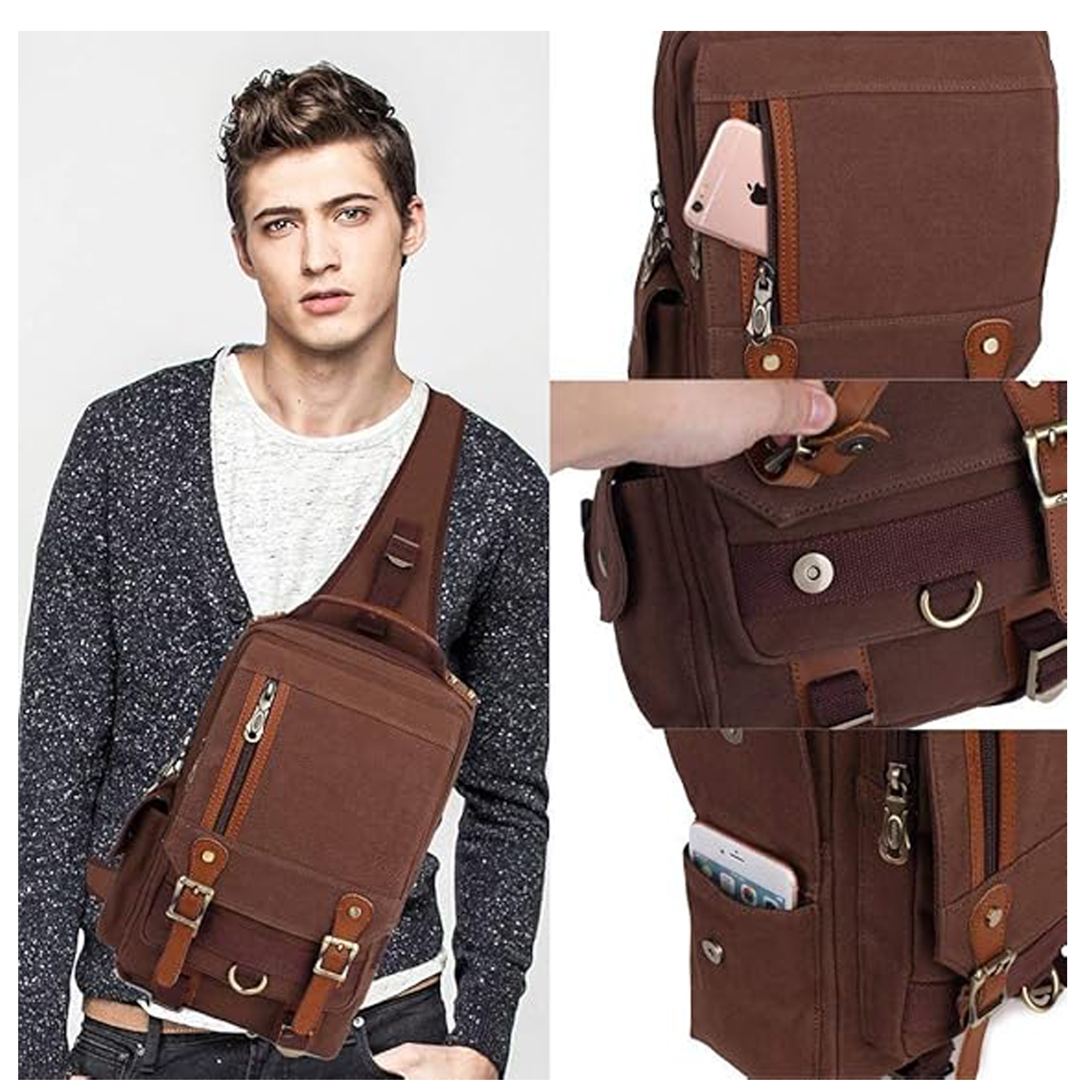 Travel and Hiking Canvas Sling Backpack 3