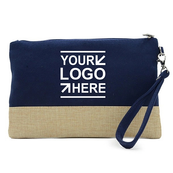 Rectangular Jute Canvas Pouch with Zipper 2