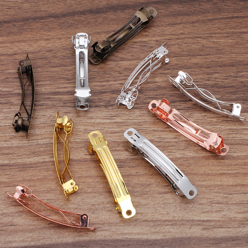 3 inchesMetal DIY Craft French Barrettes Snap Hair Clips Pins 1