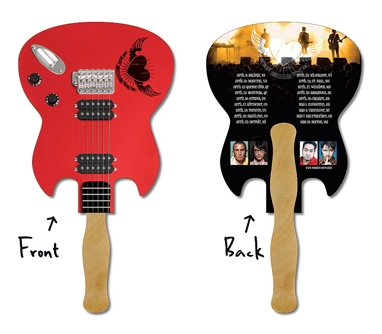 Hand Fan - 6.5x8 Laminated Guitar Shape Laminated - 14 pt. 1