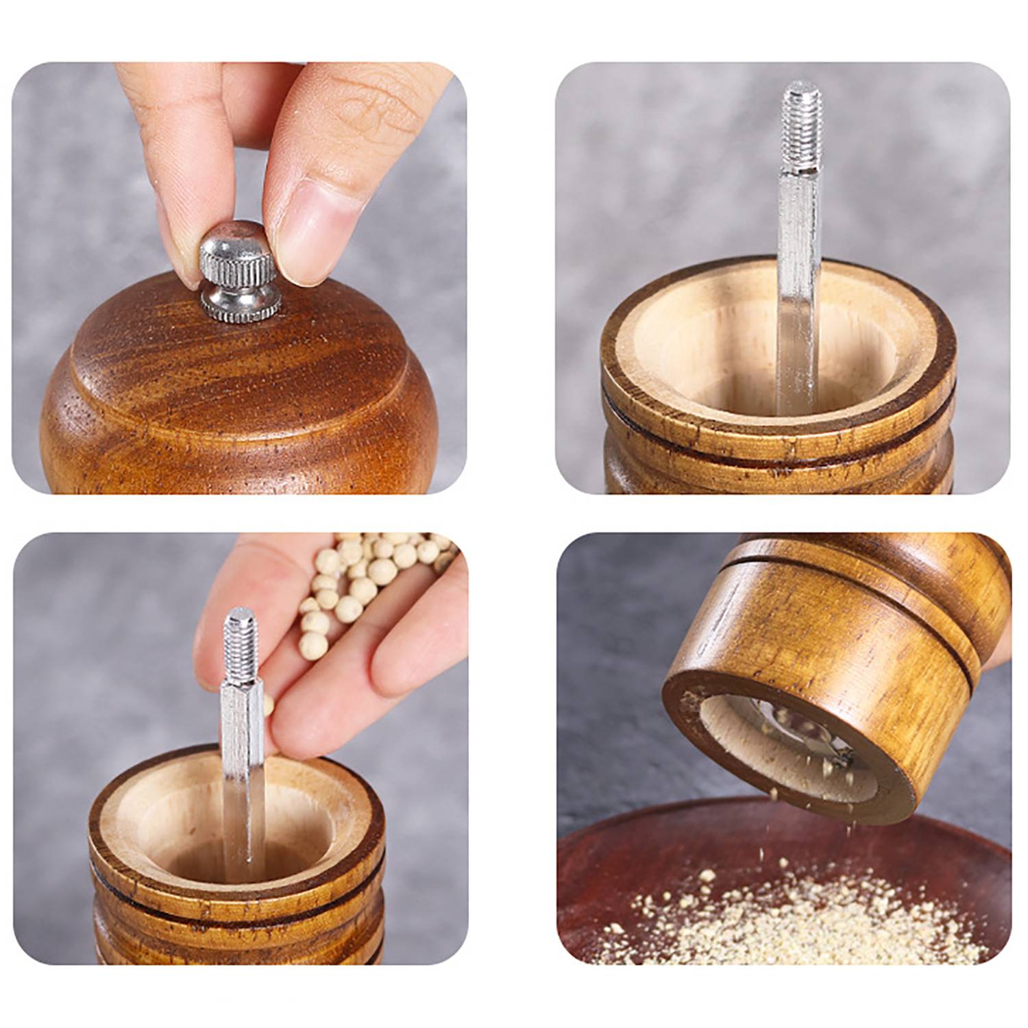 Durable Manual Wooden Pepper Grinder for Kitchen 4