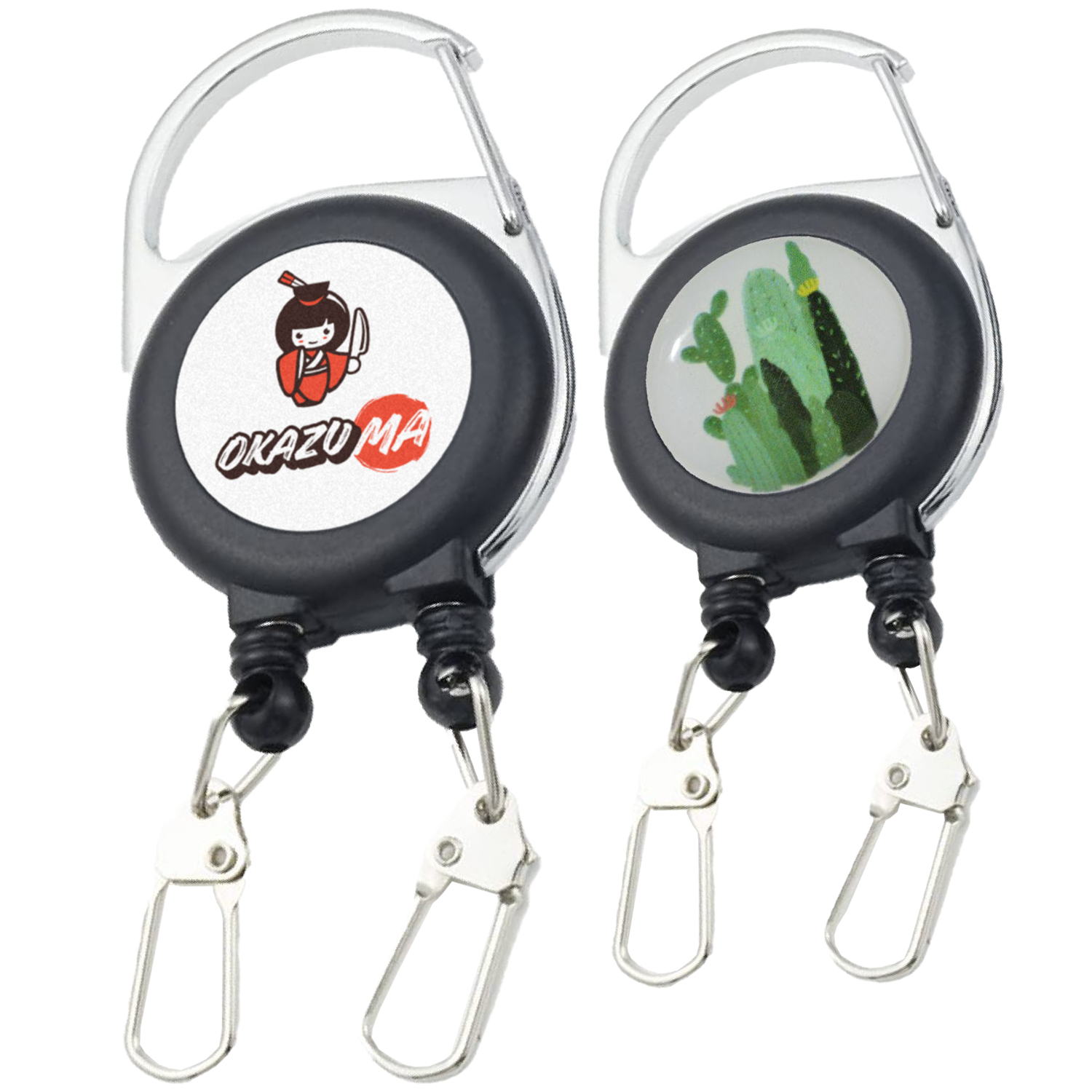 Round Carabiner Badge Reel w/ Dual Keyring 2