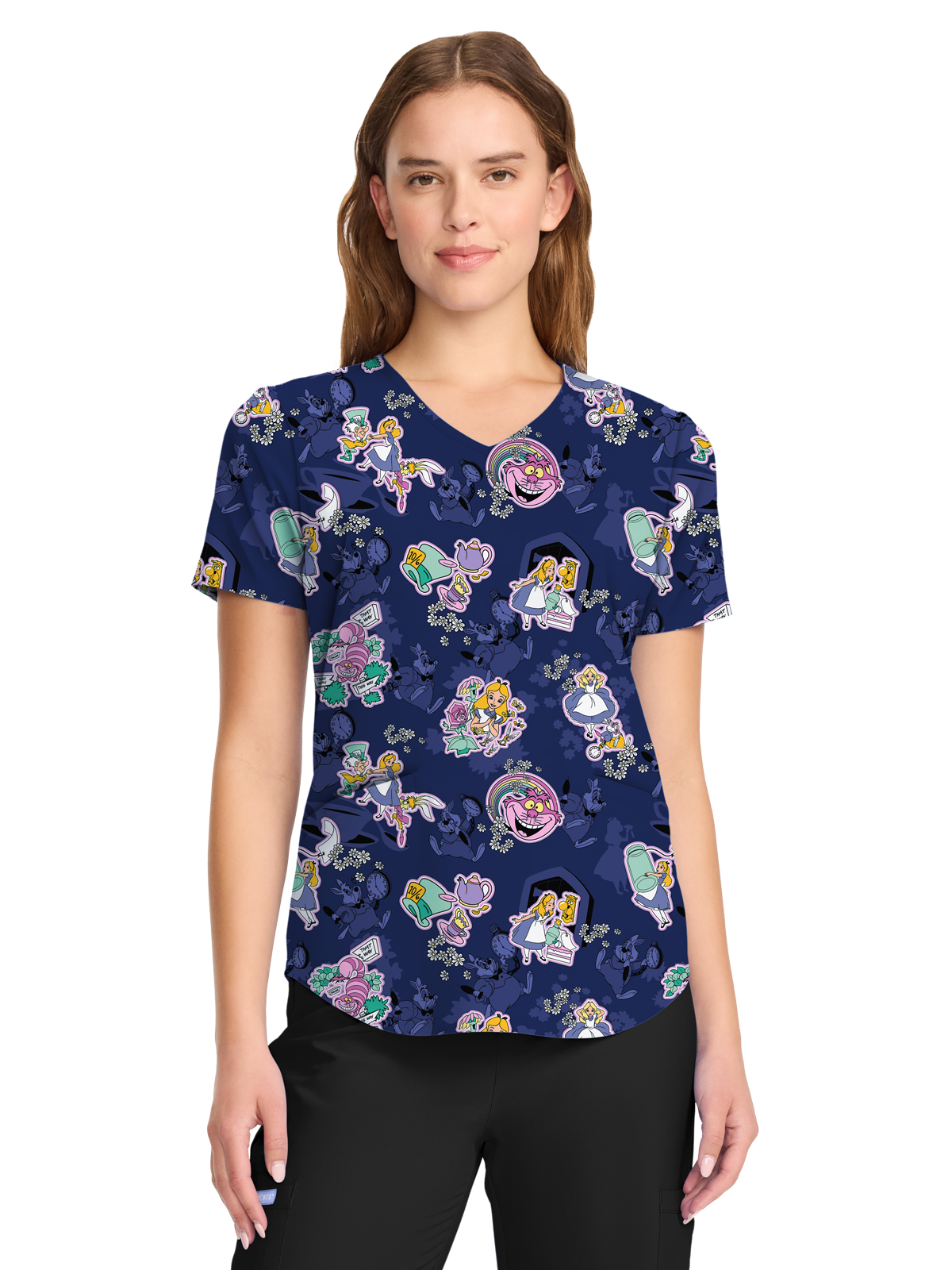 Cherokee - Tooniforms - Women's V-Neck Print Top 16