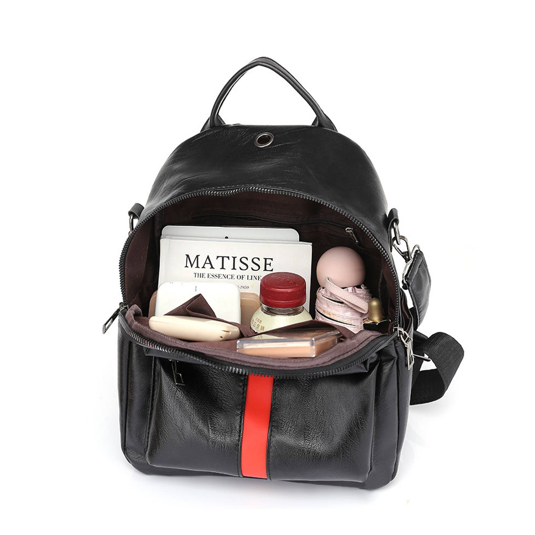 Pu Leather Black Backpack 4