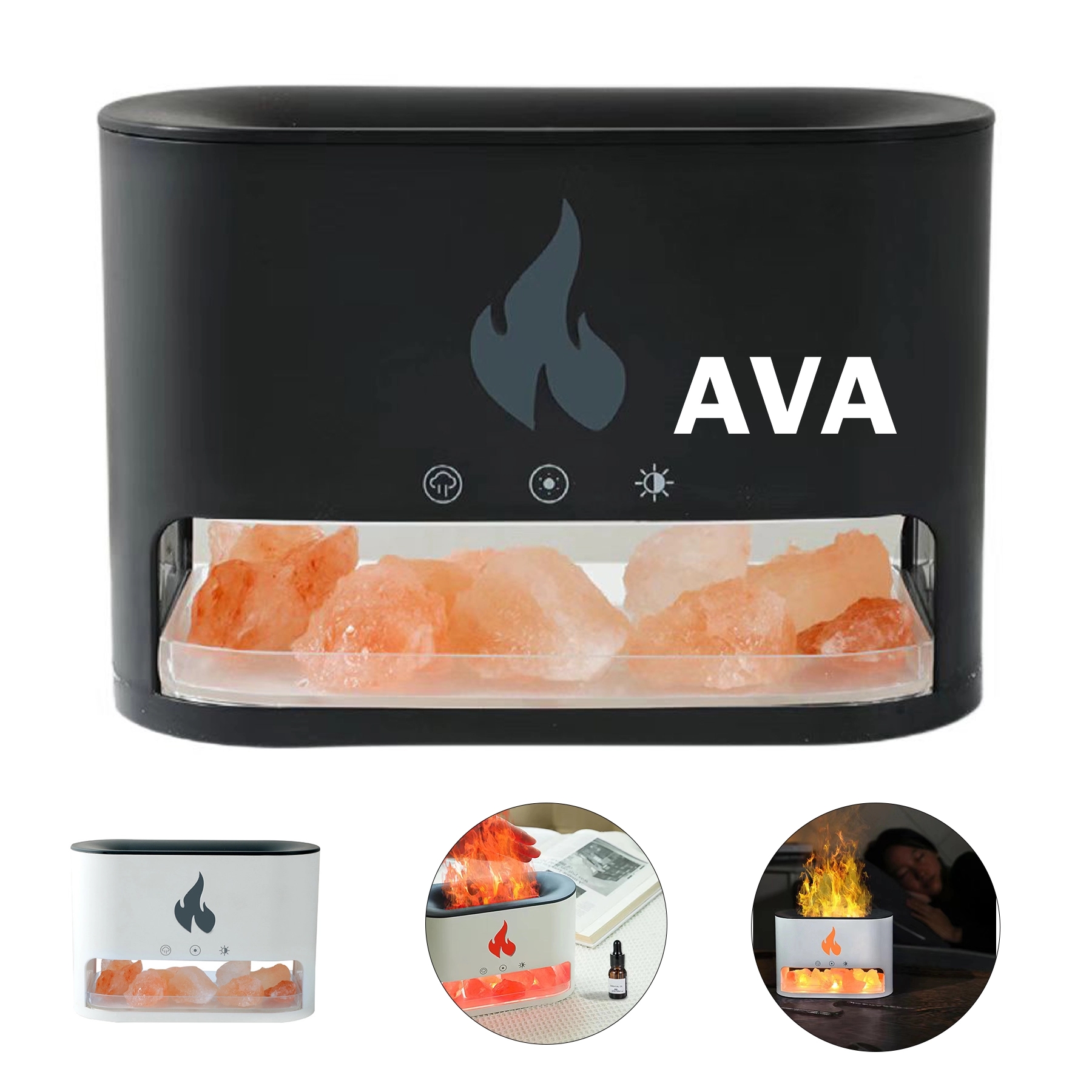 Office Home Essential Oil Rock Light Craft Flame Humidifier 4