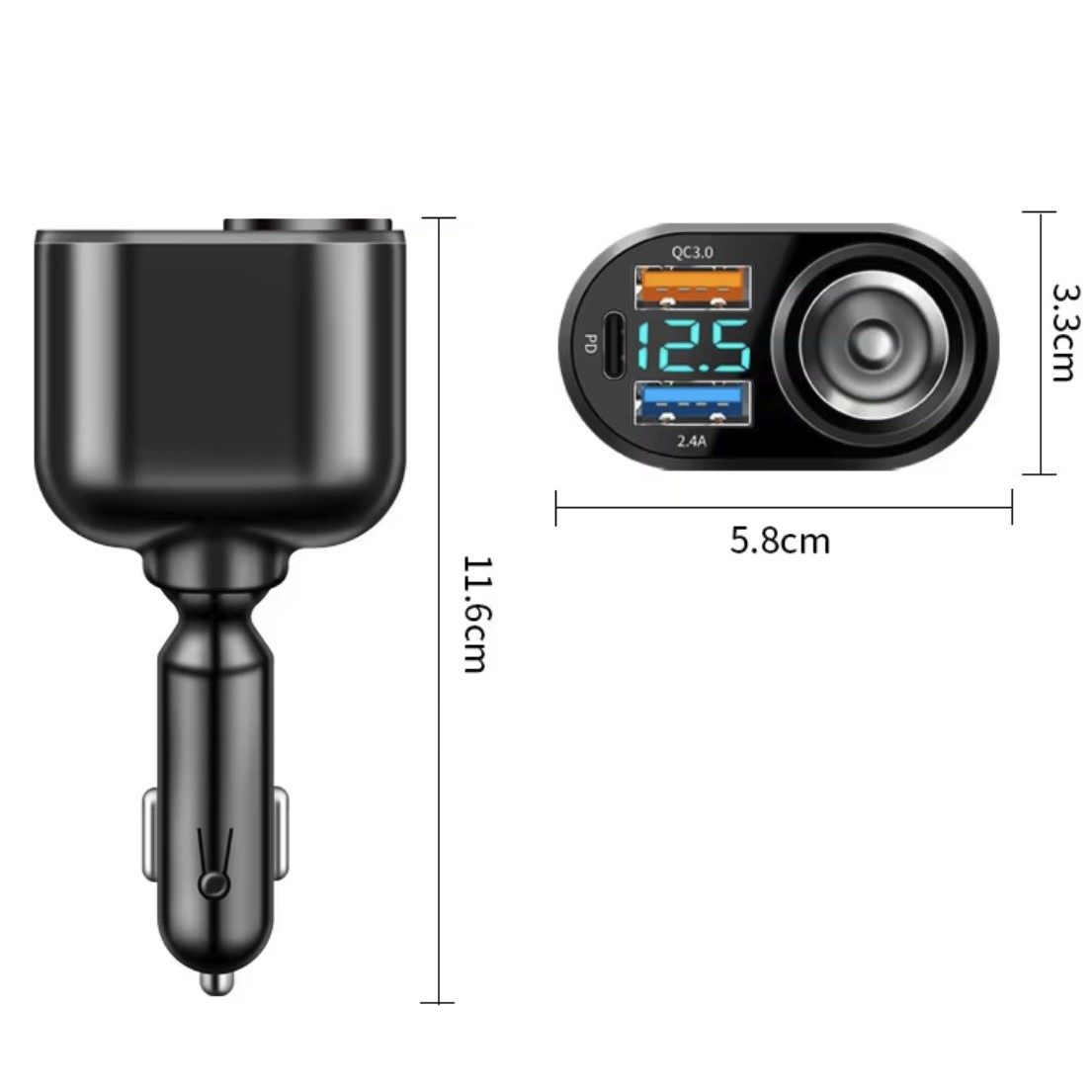 66W QC3.0 PD Car Cigarette Lighter Adapter USB Fast Charge 4