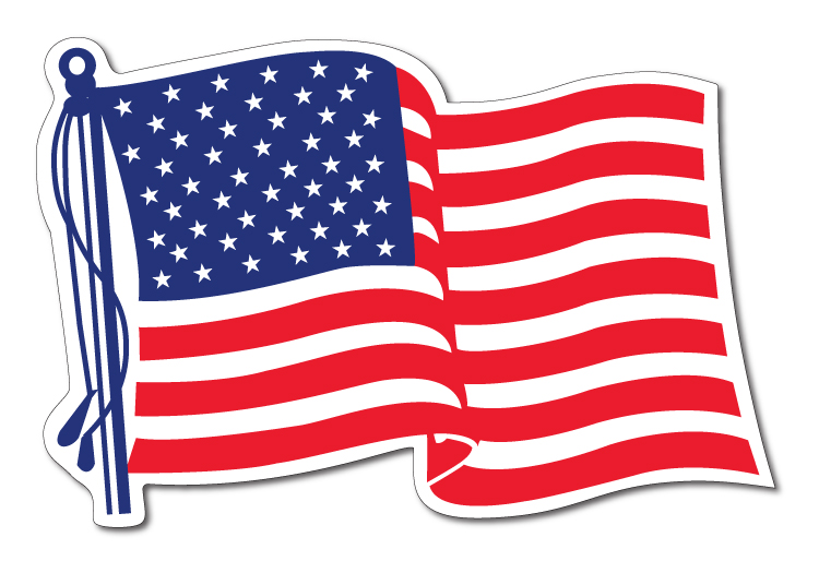 Stock Patriotic U.S. Flag Decal (Die Cut for Outside) 1