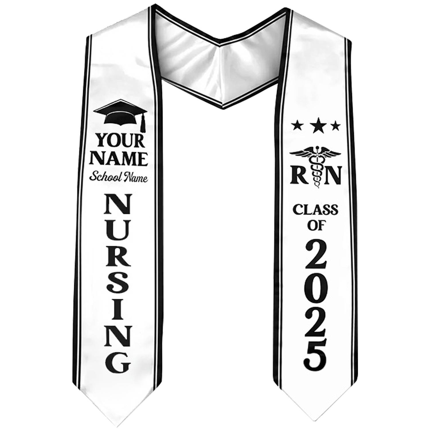 65" Custom Unisex Wearproof Graduation Stole Sash w/ Name 1