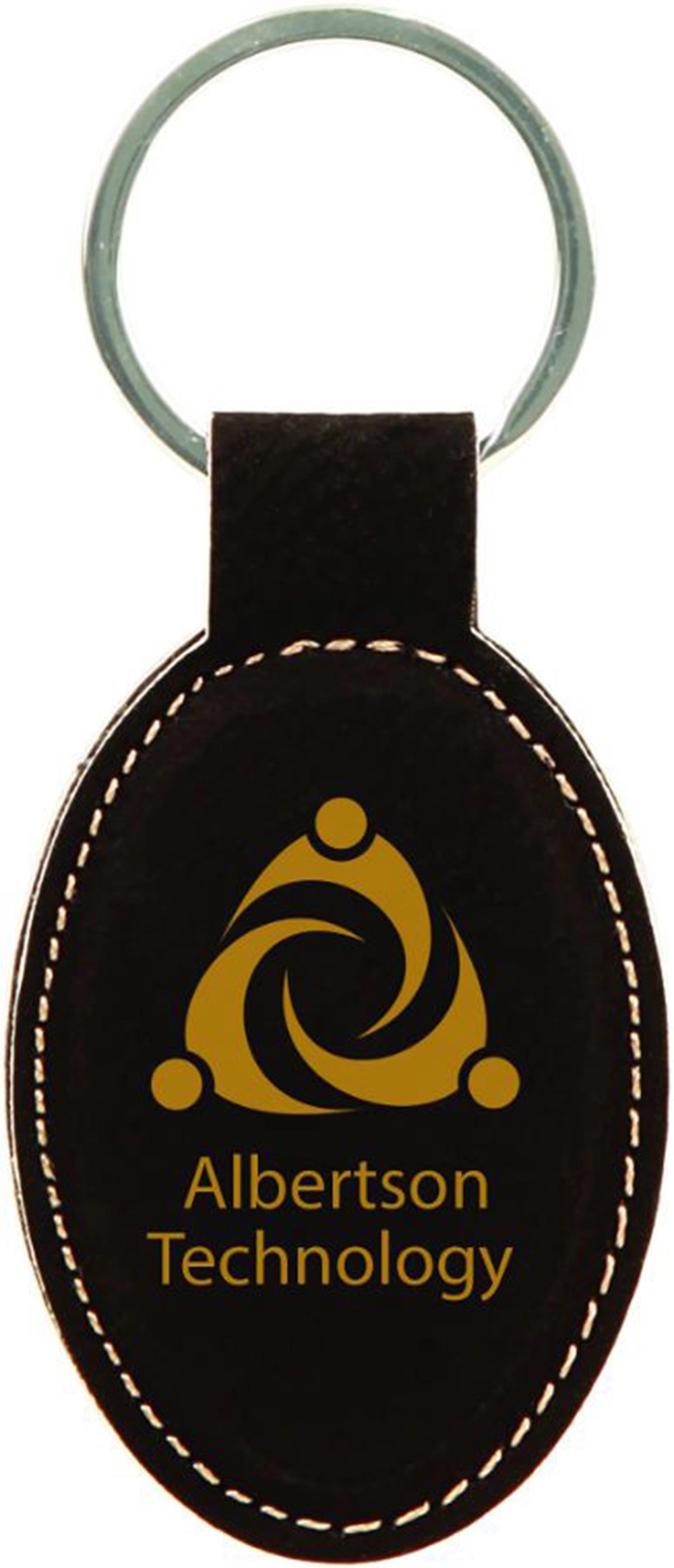 Black Leatherette Oval Keychain (3 x 1.75") 1