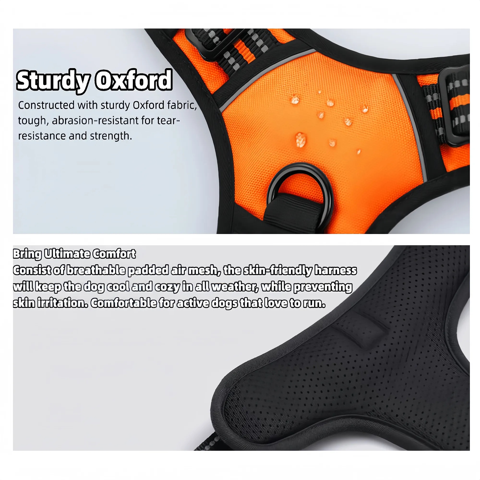 Adjustable Dual Reflective Dog Harness Vest Leash Set 2