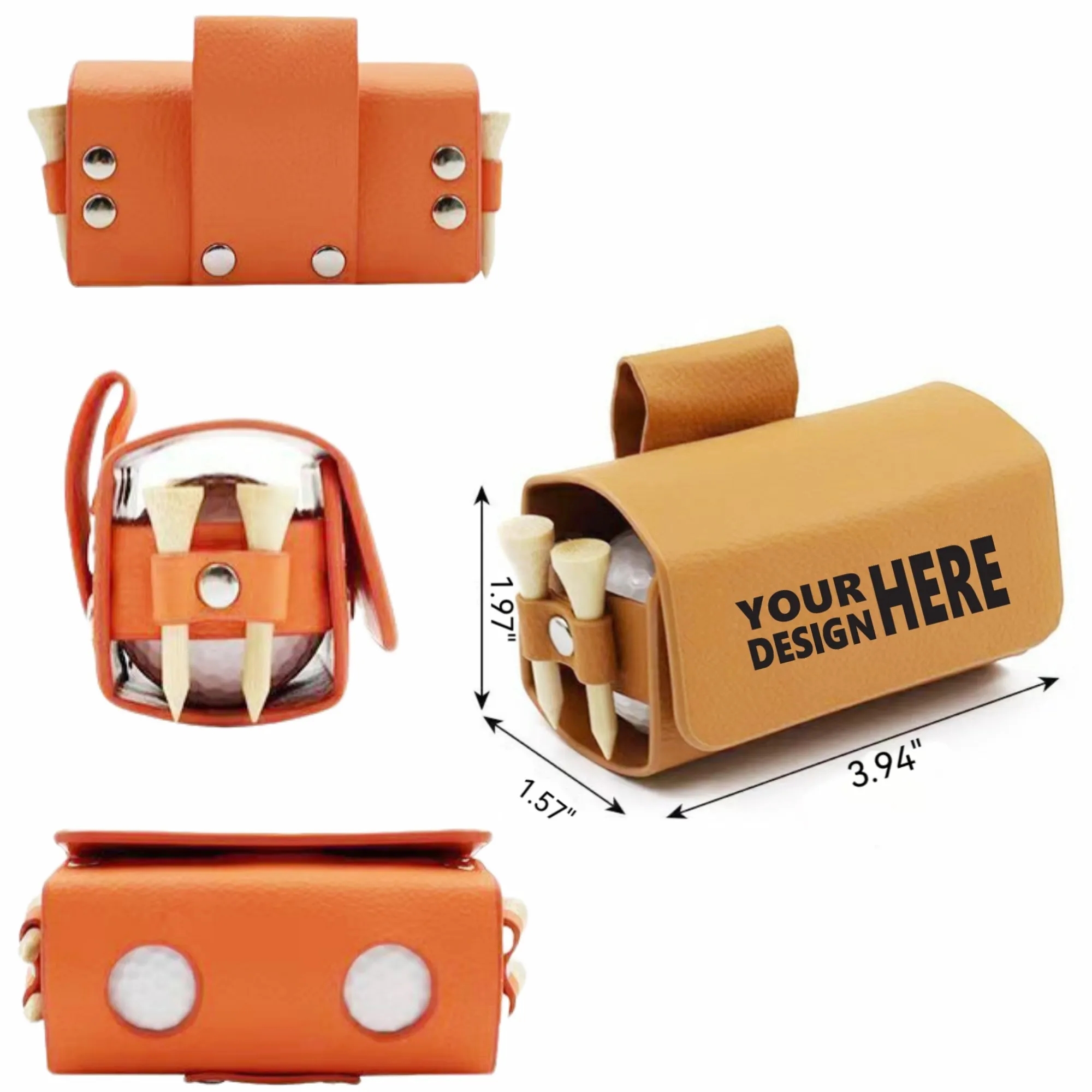 Golf Ball Waist Bag, Leather Golf Accessory Storage Pouch 2
