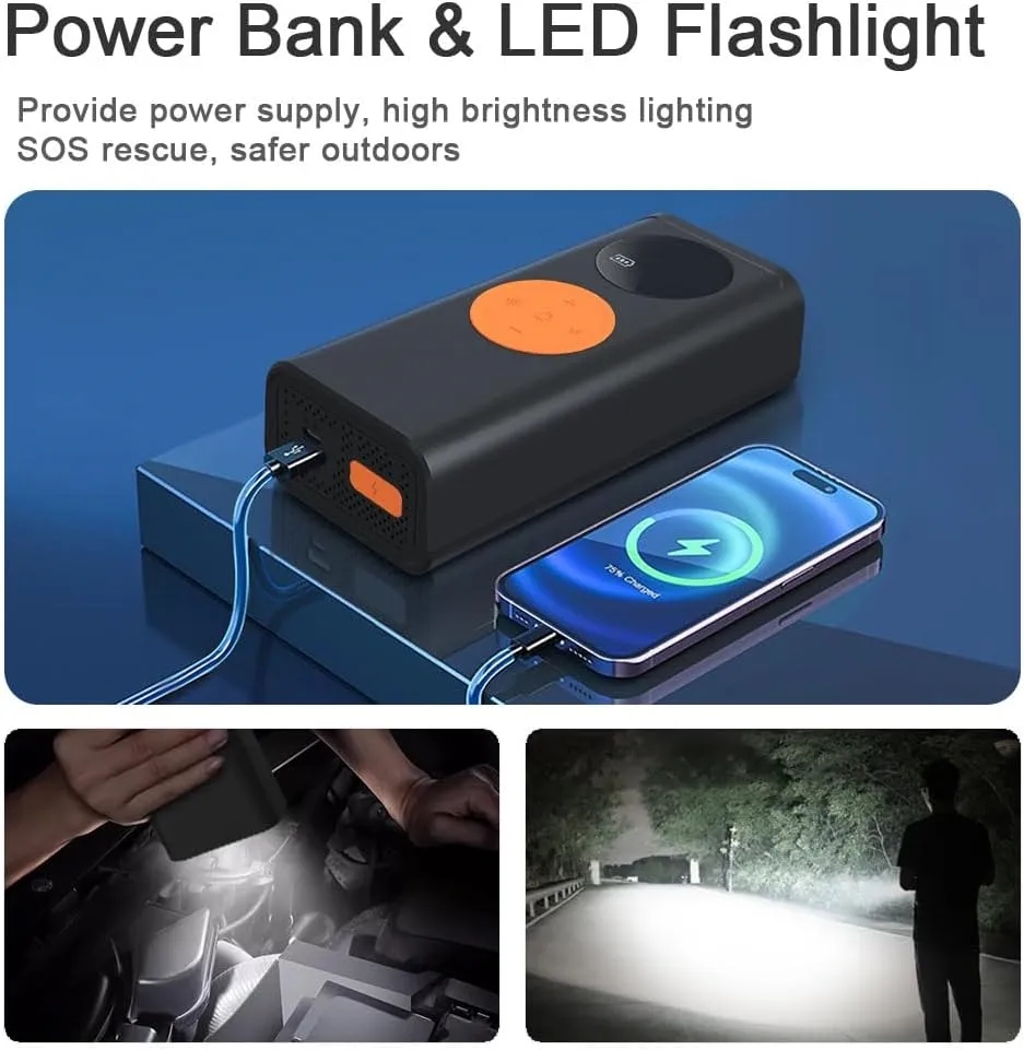 10000mAh Portable Emergency Battery Booter W/Tire Inflator 1