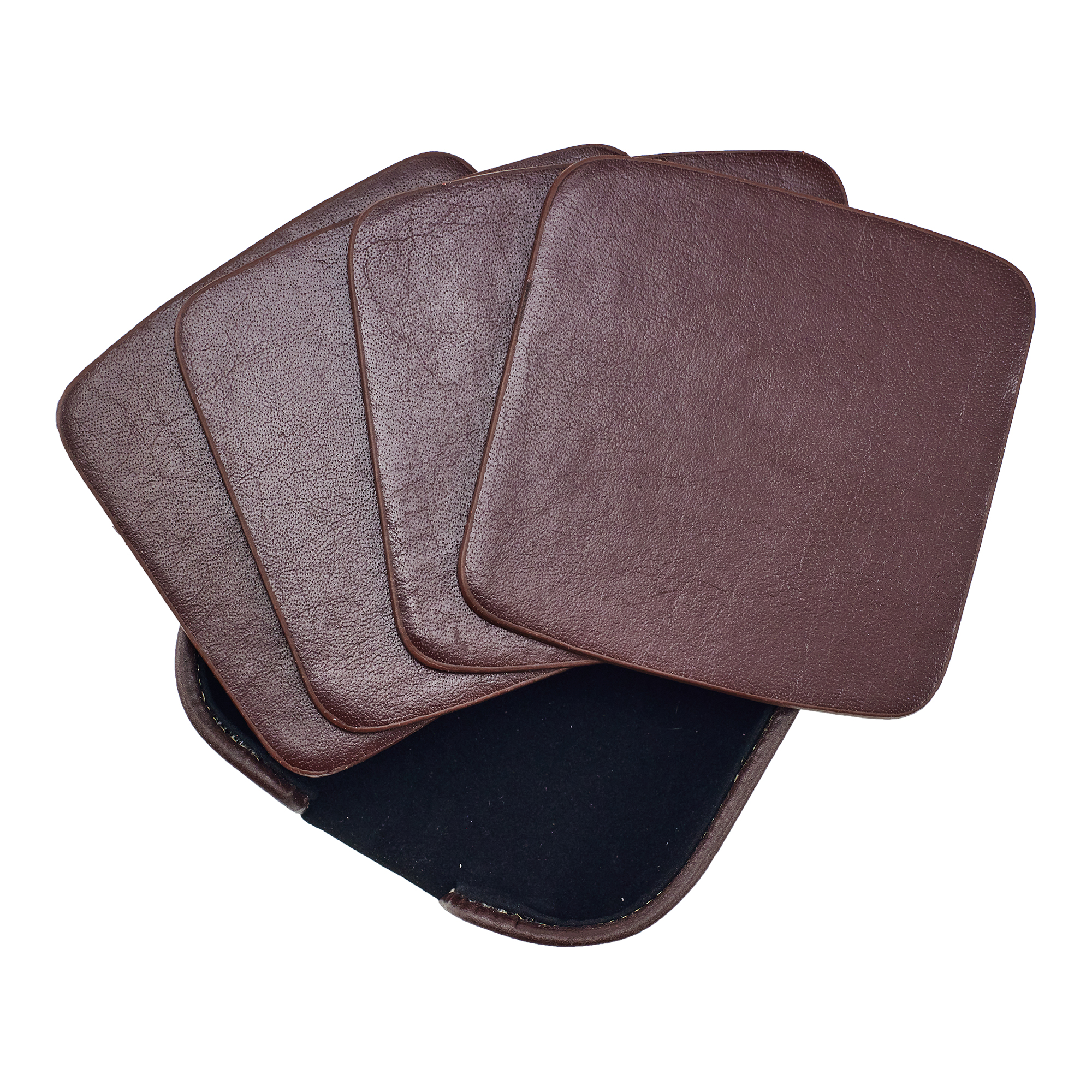 Atlantis Bonded Leather Square Coaster Set 3