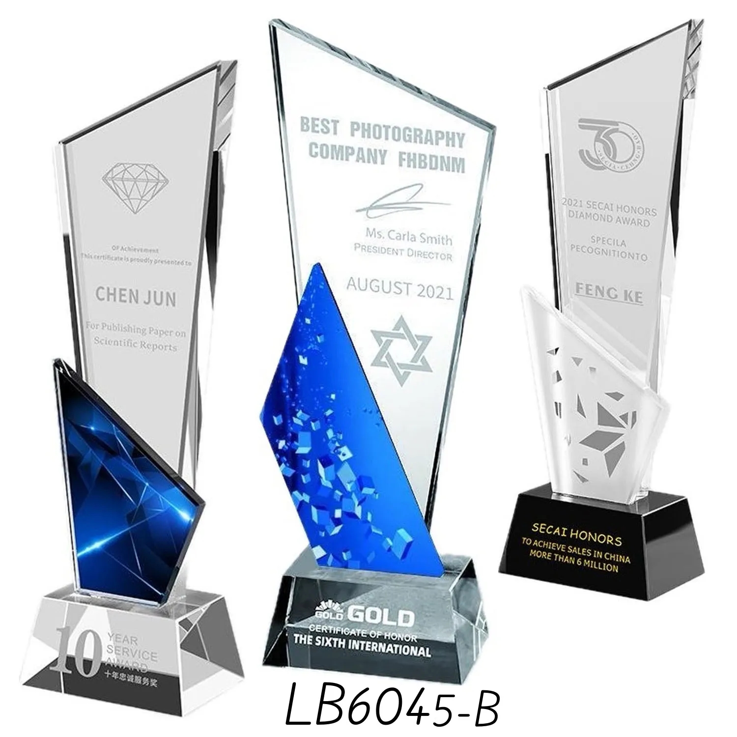 Engraved Custom Crystal Award Glass Appreciation Trophy 5