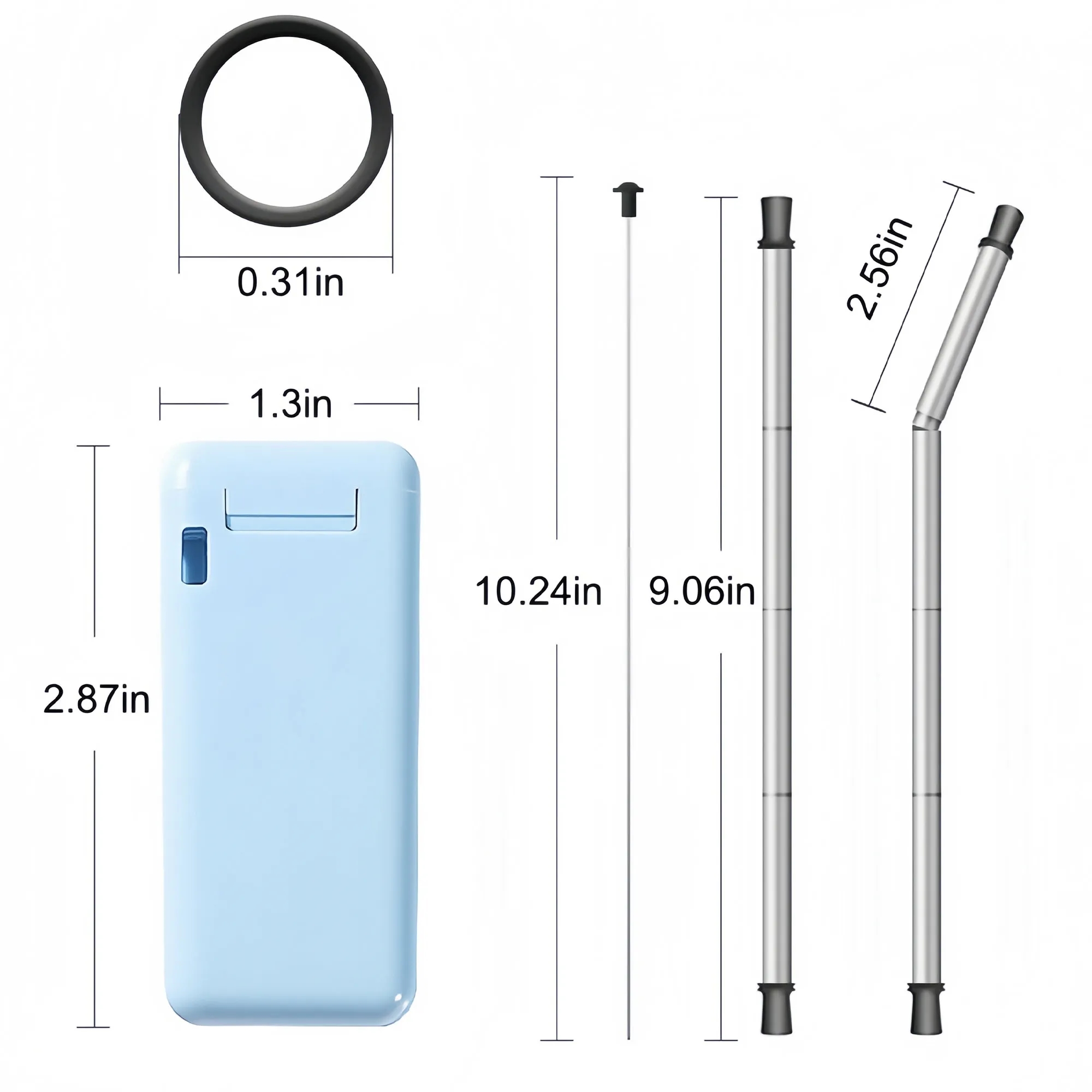 Foldable Reusable Stainless Steel Silicone Straw Set?? 2