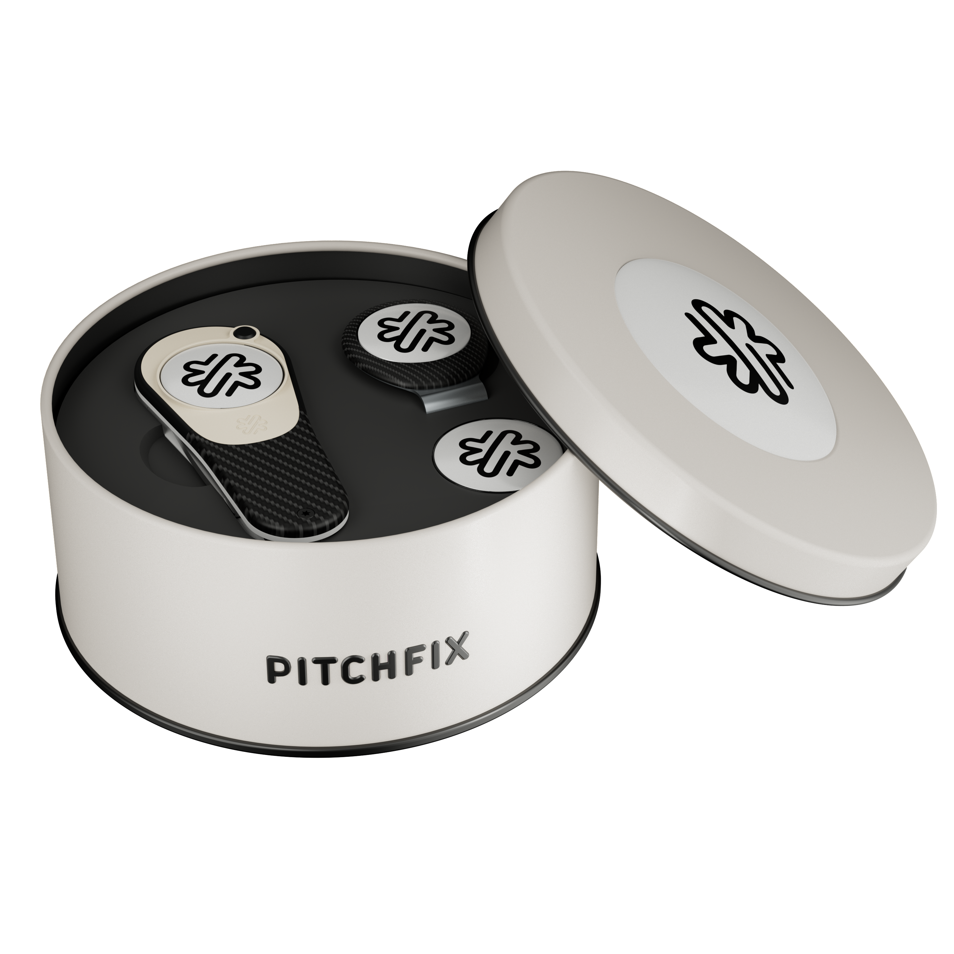 Pitchfix Icon Golf Divot Tool in Round Tin with Hat Clip & Extra Ball Marker 4