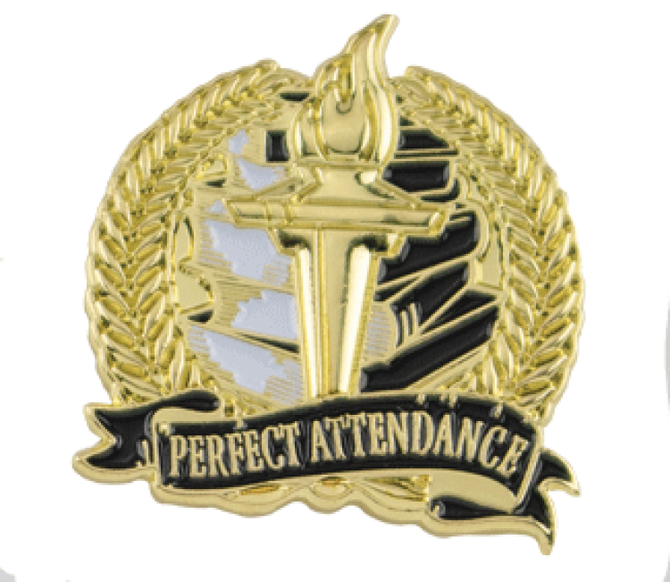 Academic Lapel Pin- Perfect Attendance (1-1/8")