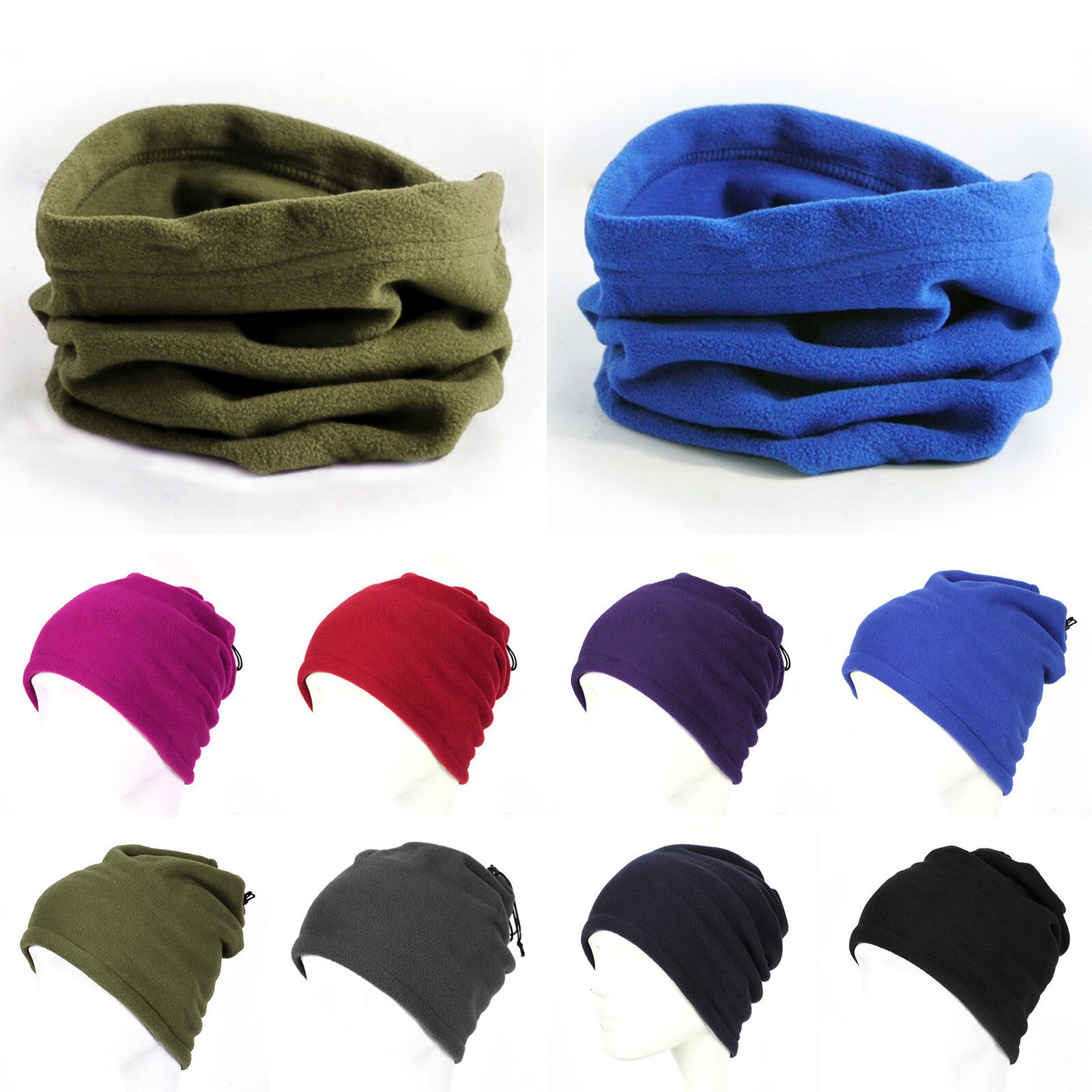Seamless Men Women Thermal Polar Fleece Beanie Hat Snood Scarf Neck Winter Warm Balaclava 2