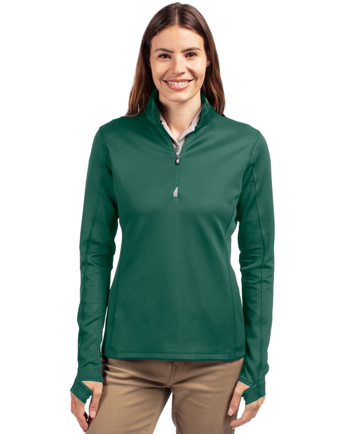 Cutter & Buck Traverse Recycled Smooth Stretch Womens Quarter Zip Pullover 23