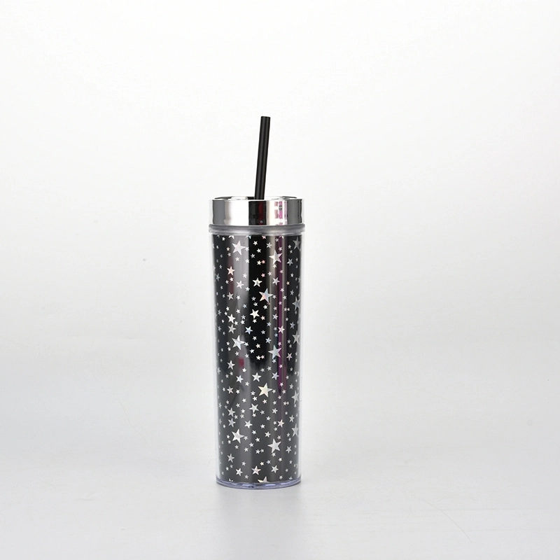 Custom Transparent AS Plastic Sequin Straw Tumbler 10