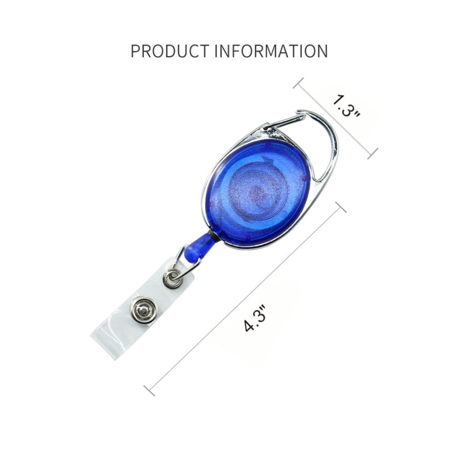 Transparent Oval Carabiner Badge Reel w/ Belt Clip 2