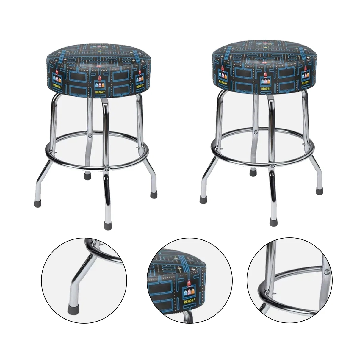 Customizable Round Bar Stool W/ Single Ring Chrome Base 2