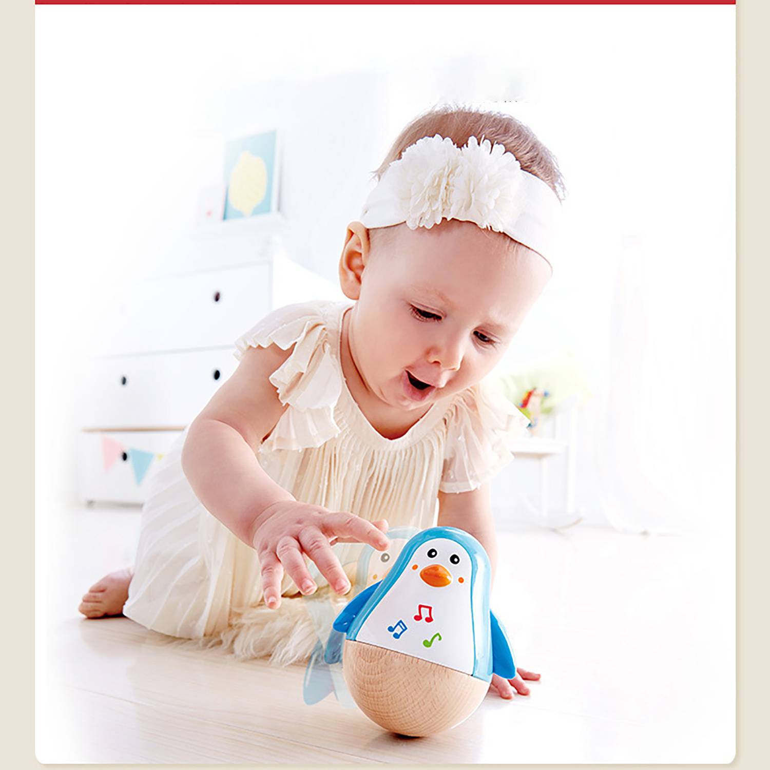Baby Wooden Musical Penguin Wobbly Toy 3
