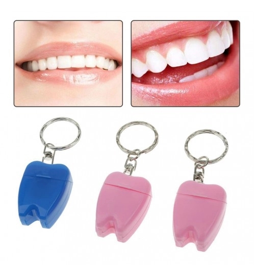 Tooth Shape Dental Floss With Keychain 2